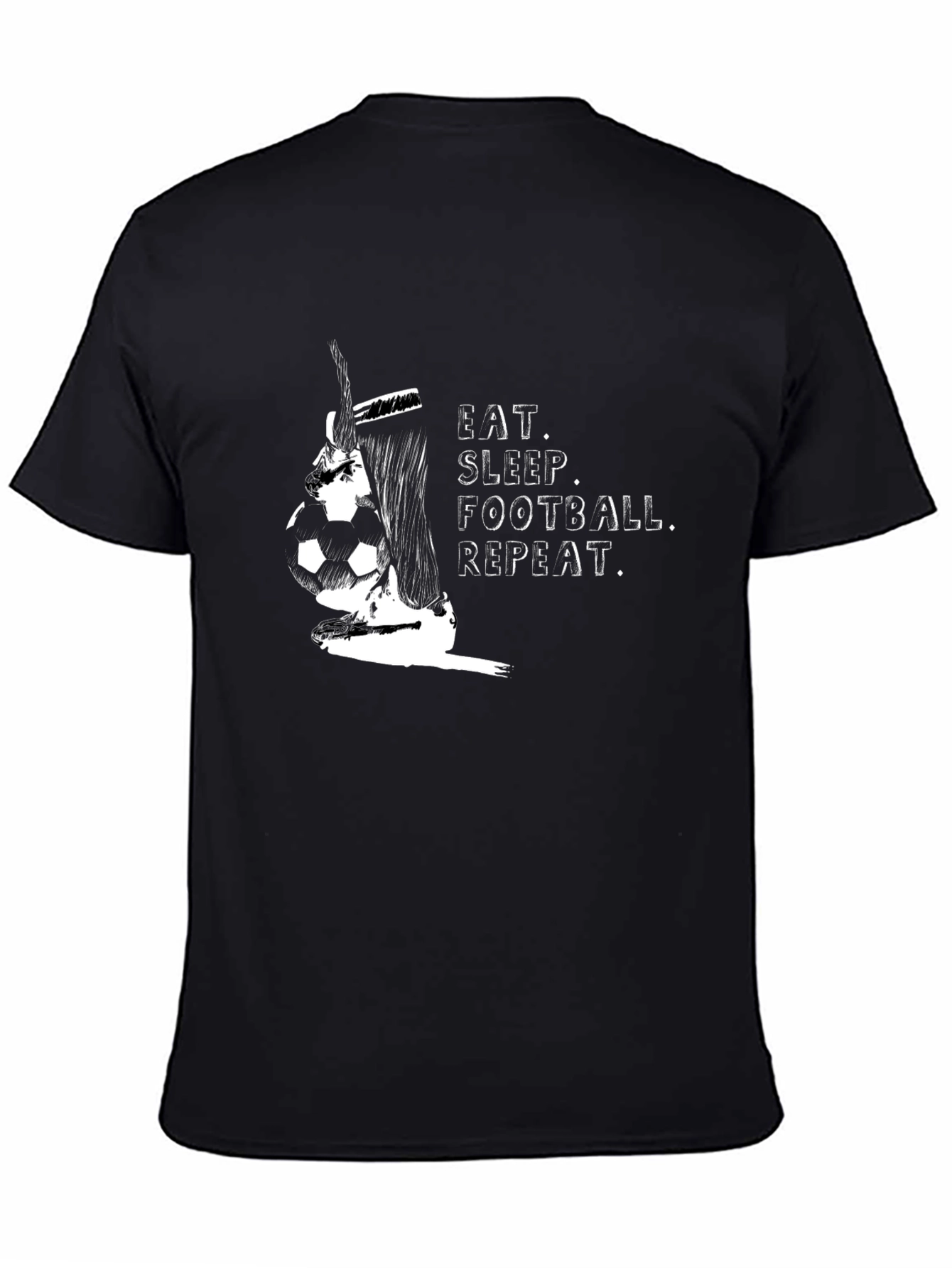 Eat Sleep Football Repeat Black T-Shirt