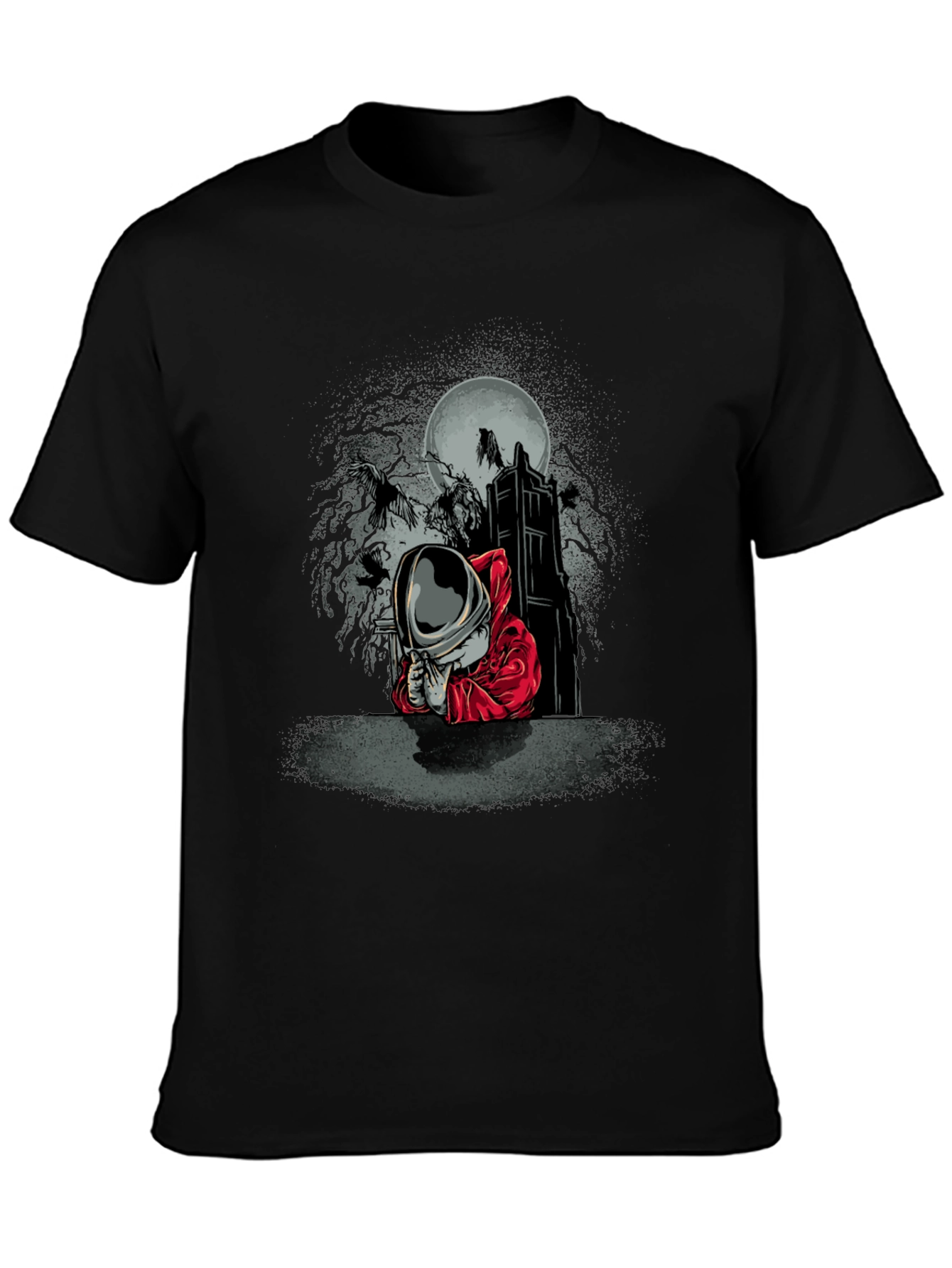 Astronaut Raven Moon T-Shirt - Gothic Space Tee