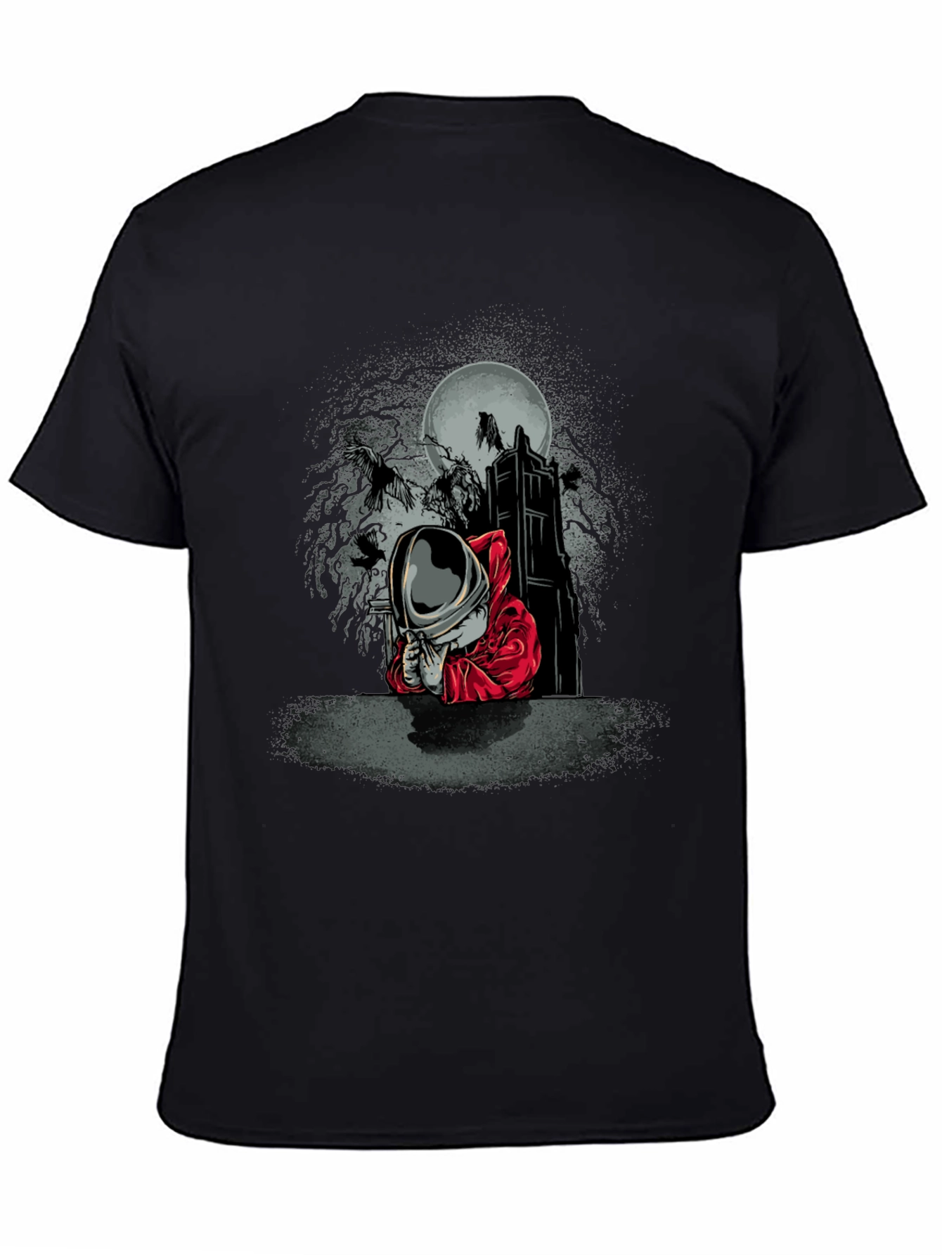 Astronaut Raven Moon T-Shirt - Gothic Space Tee