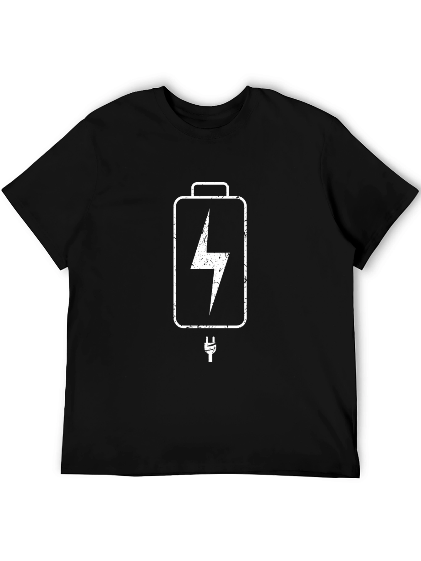 Battery Charge Graphic T-Shirt - Black Cotton Tee