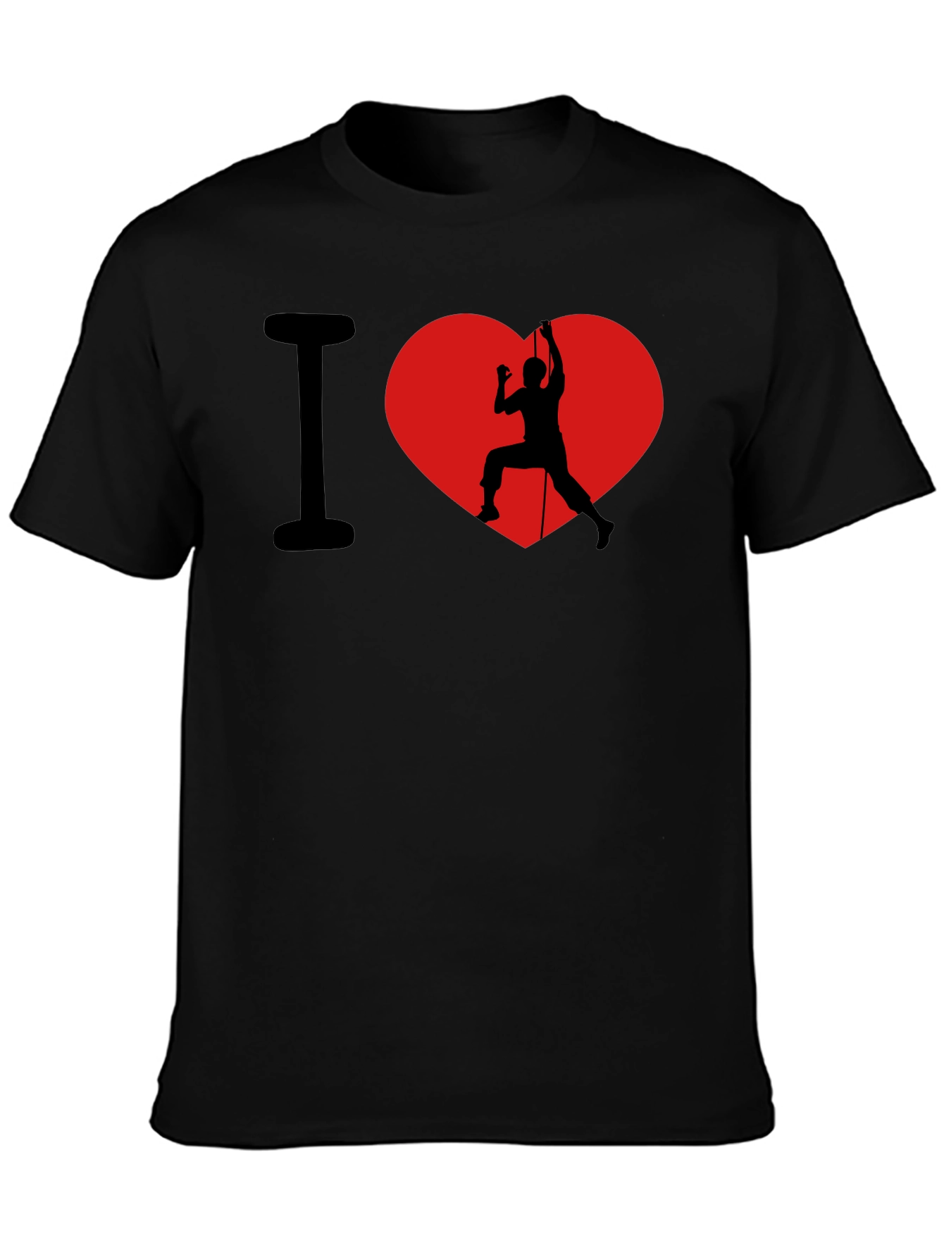 I Heart Rock Climbing Black Graphic T-Shirt