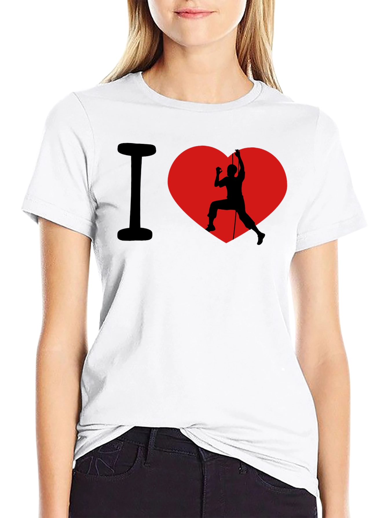 I Heart Rock Climbing Black Graphic T-Shirt