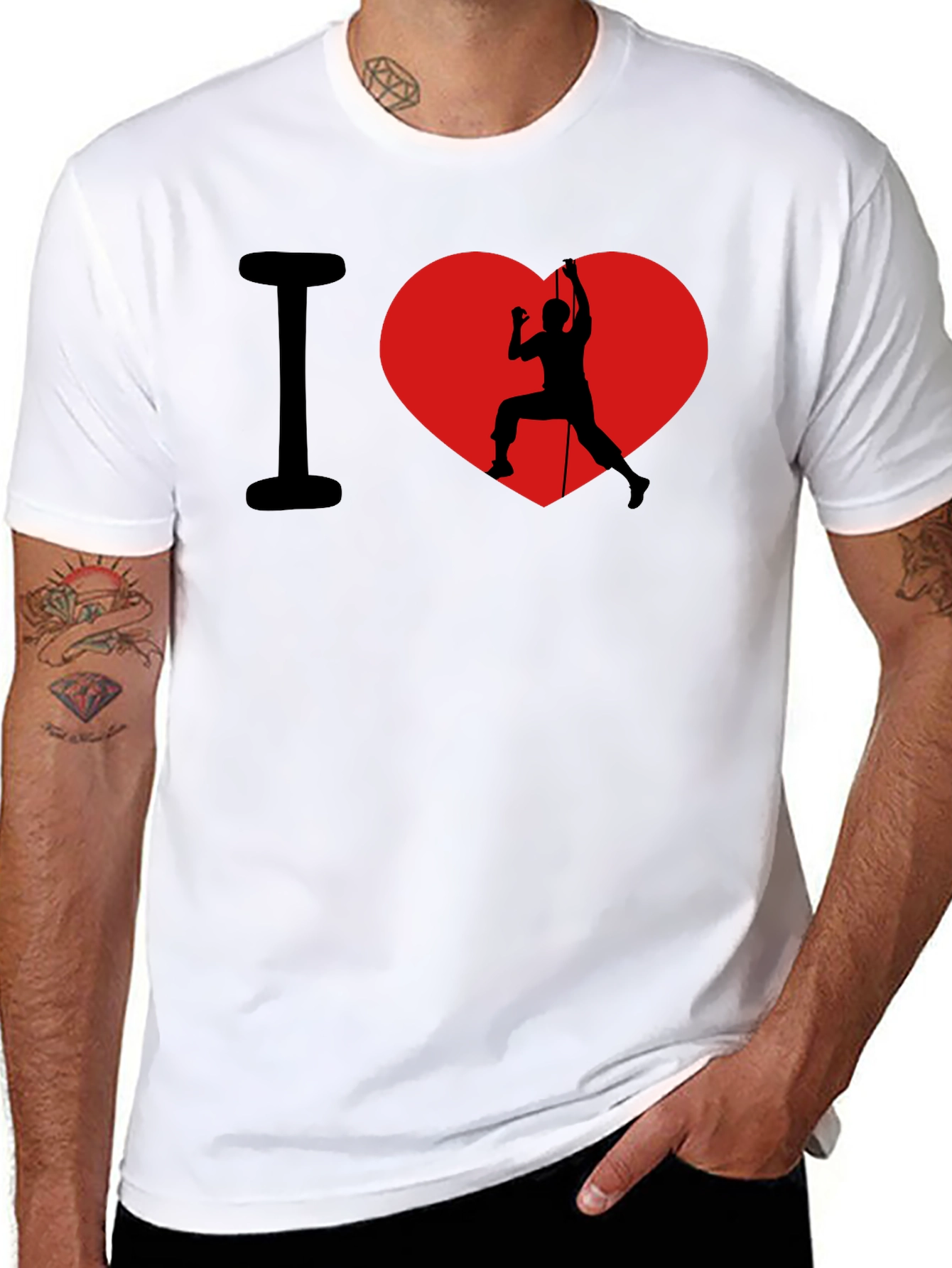 I Heart Rock Climbing Black Graphic T-Shirt