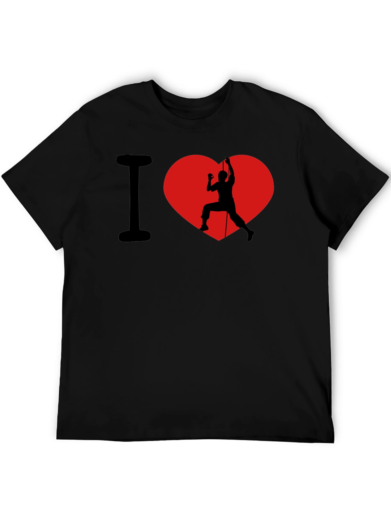 I Heart Rock Climbing Black Graphic T-Shirt