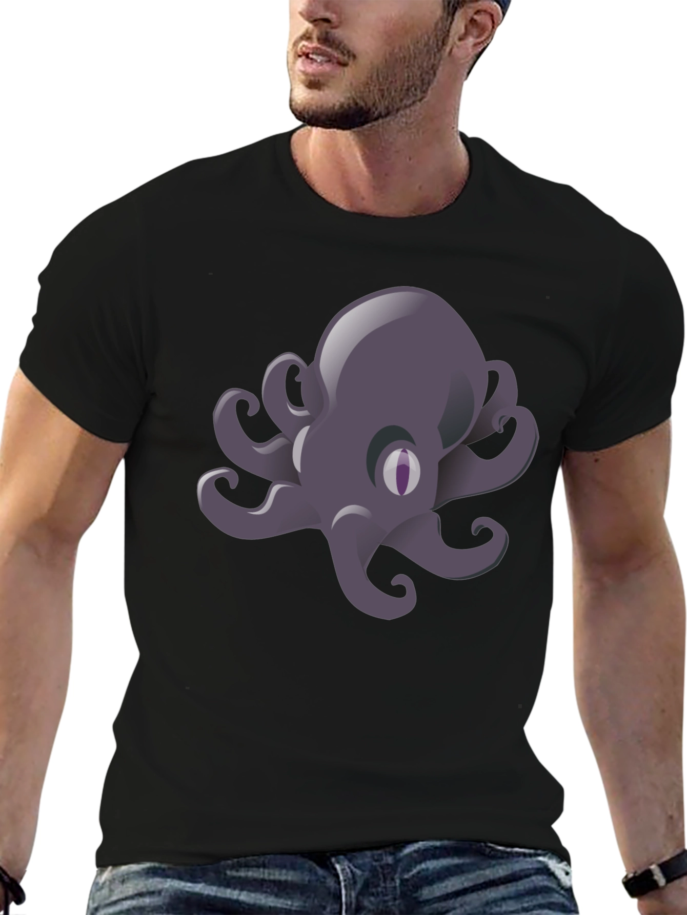 Octopus Graphic Print Tee - Mens Black T-Shirt