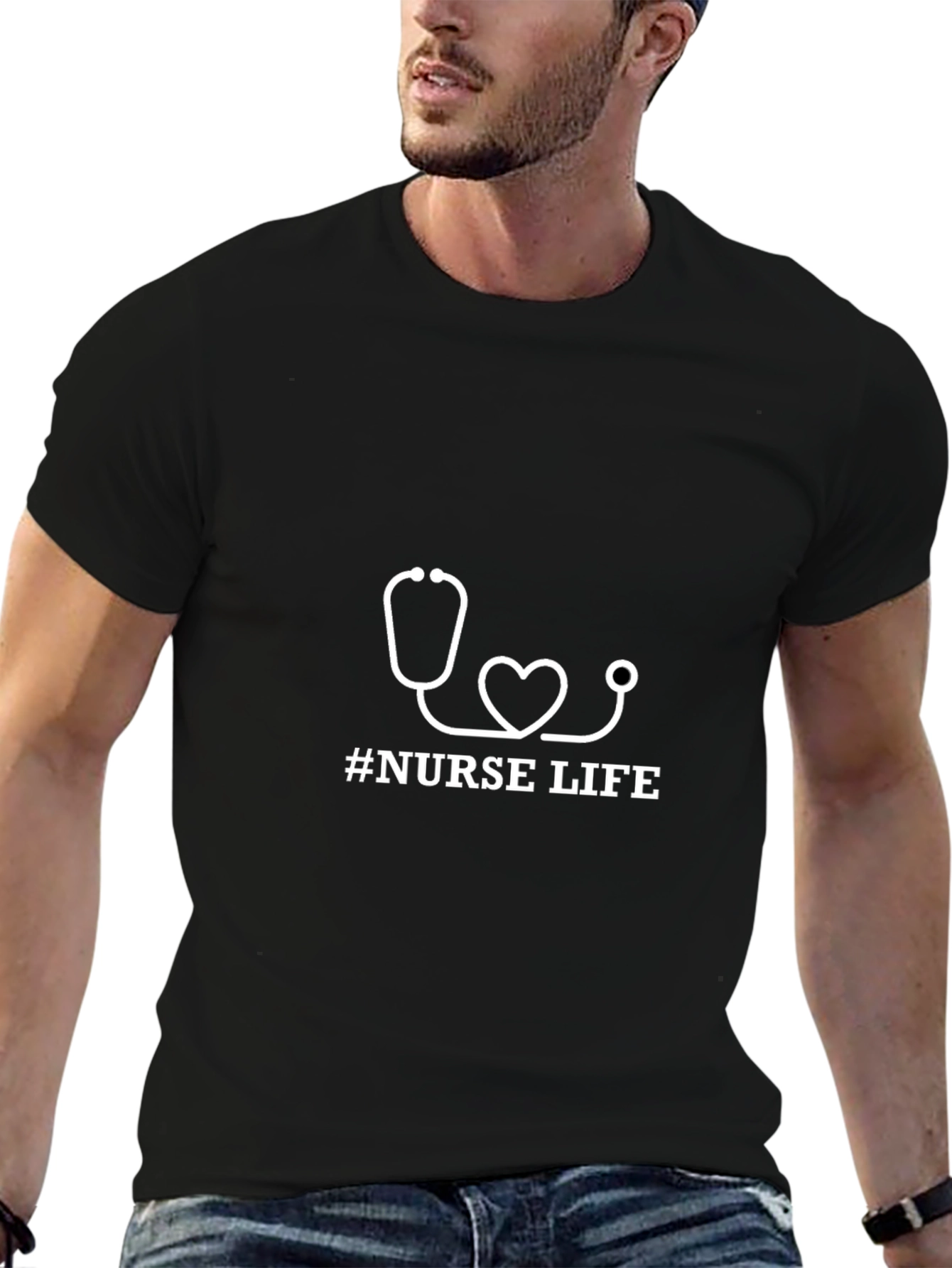 Nurse Life Black T-Shirt - Stethoscope Graphic Tee