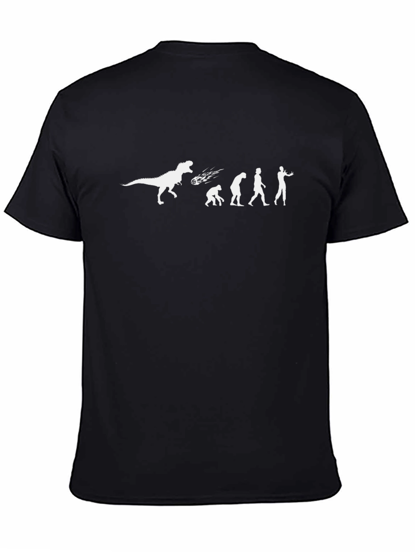 Dino to Man Evolution T-Shirt - Black Graphic Tee
