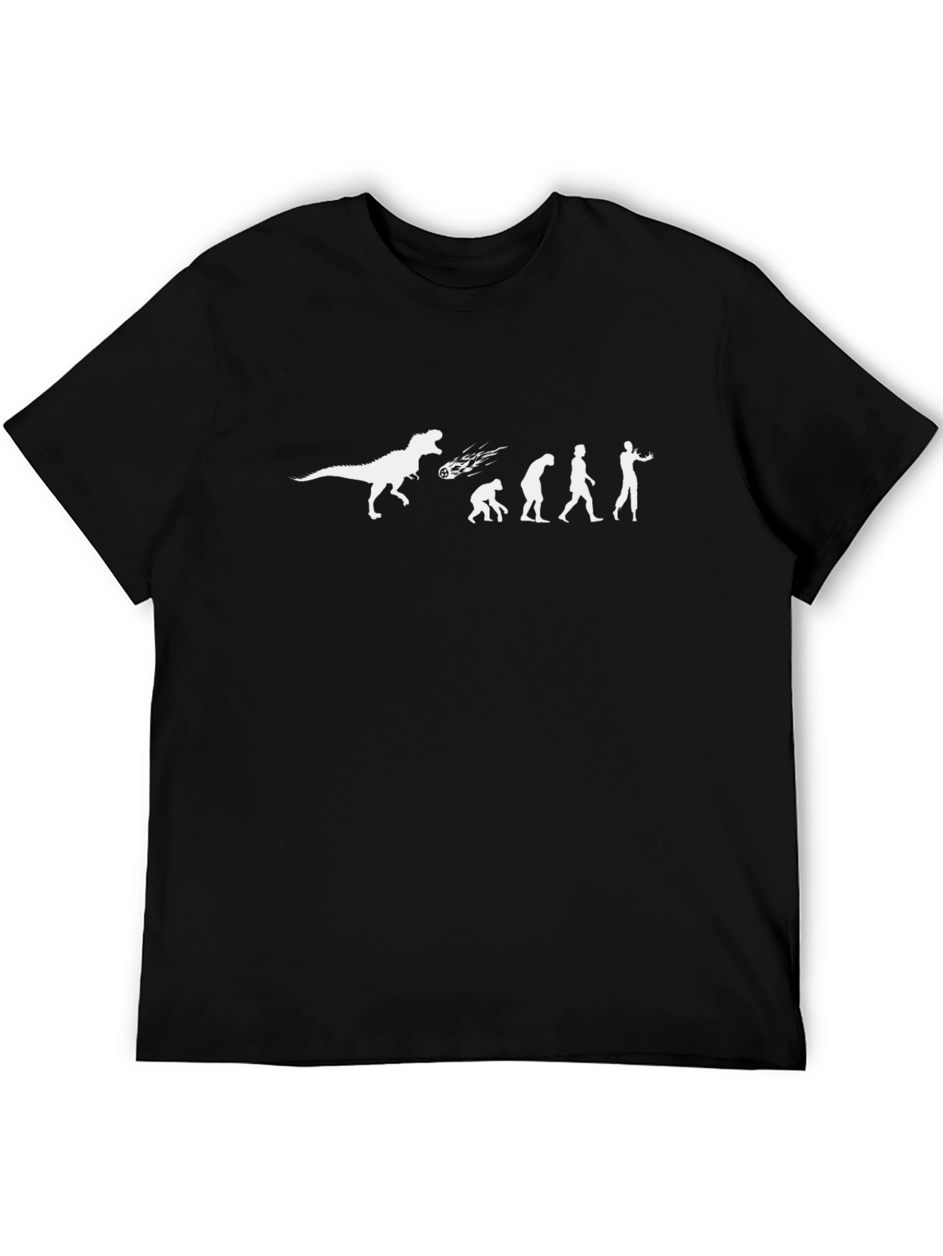 Dino to Man Evolution T-Shirt - Black Graphic Tee