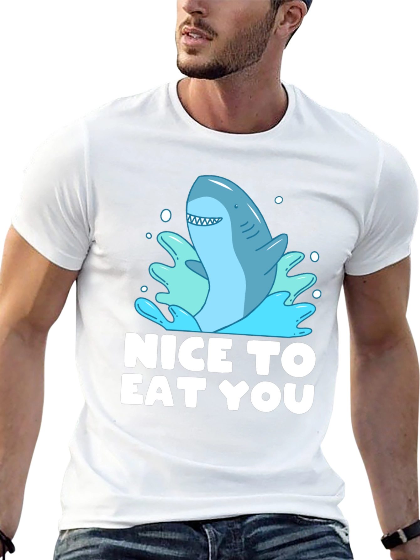 Funny Shark Graphic Tee - Nice To Eat You