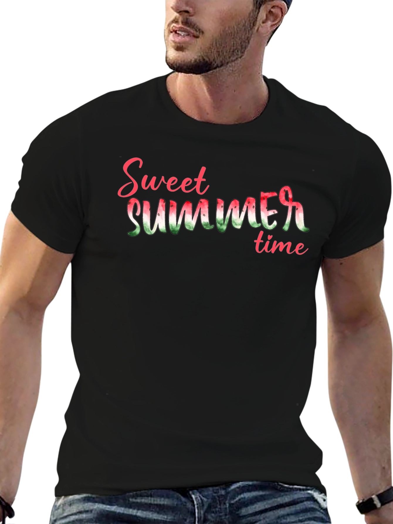 Sweet Summer Time Graphic Tee - Black Cotton T-Shirt