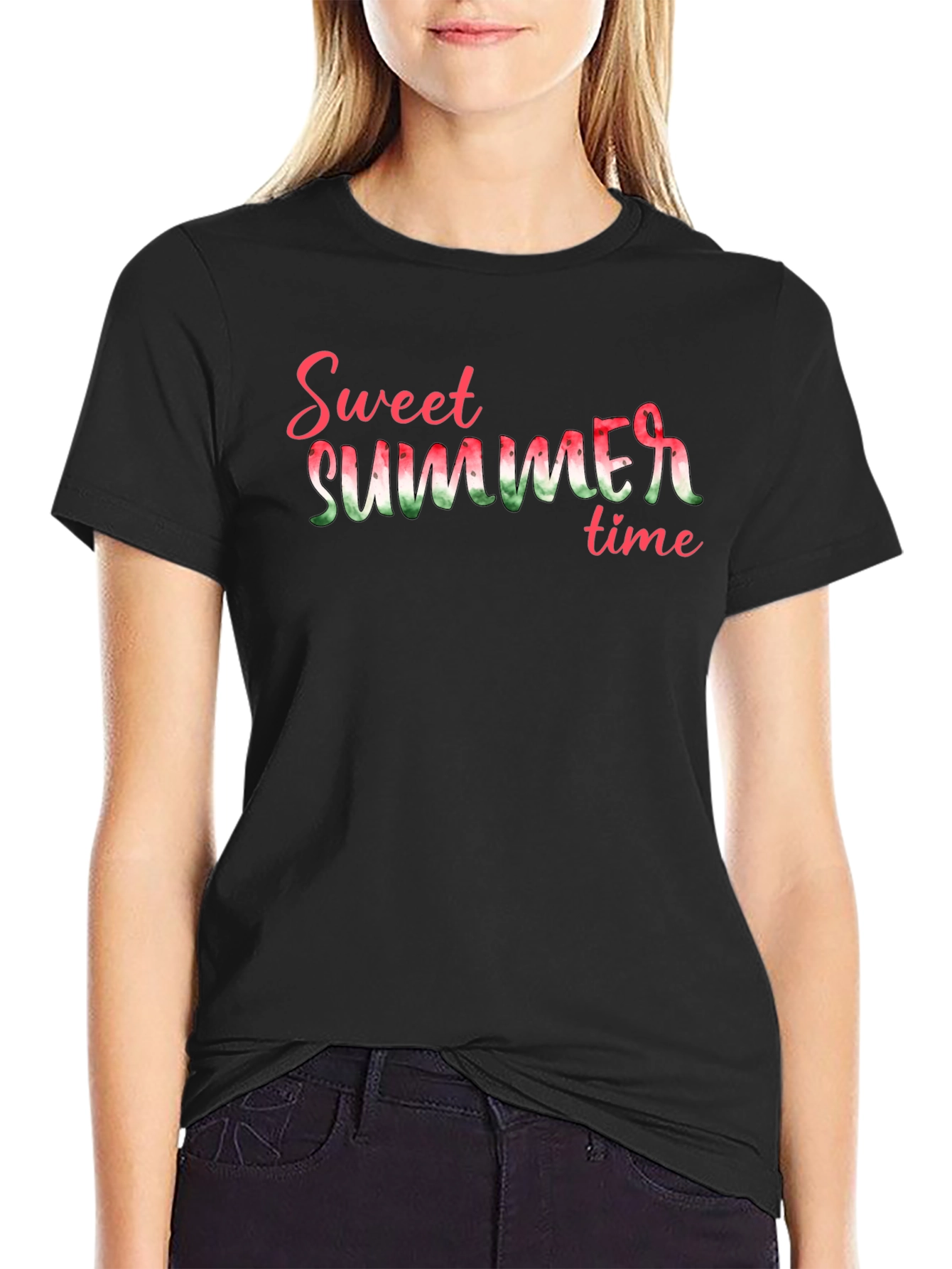 Sweet Summer Time Graphic Tee - Black Cotton T-Shirt