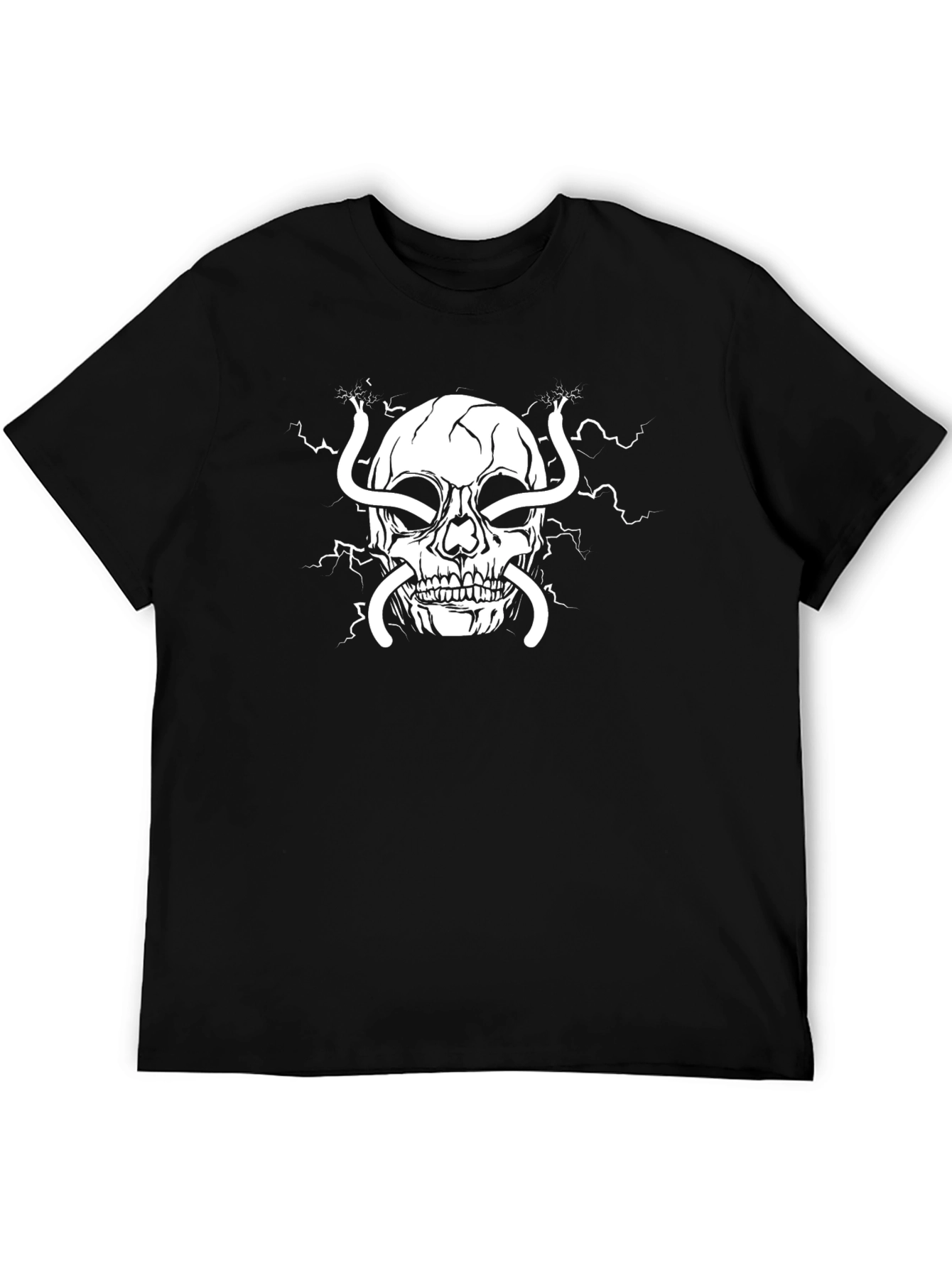 Edgy Skull Graphic Tee - Black Cotton T-Shirt