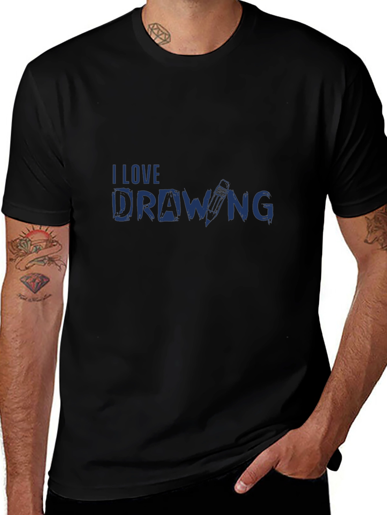 I Love Drawing Black T-Shirt