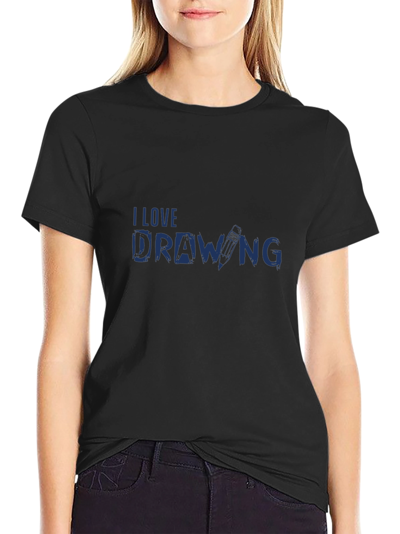 I Love Drawing Black T-Shirt
