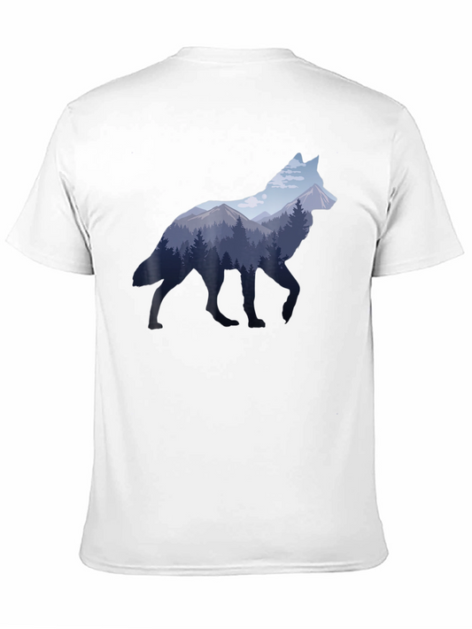 Wolf Silhouette Mountain Graphic Tee - Nature Inspired Design