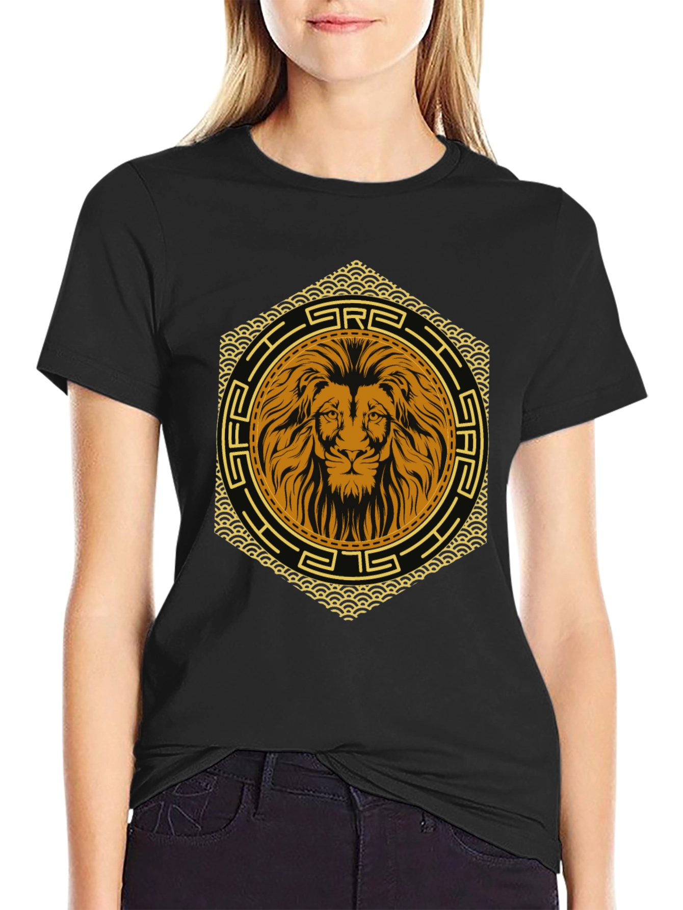 Lion Emblem Black T-Shirt - Graphic Print Tee
