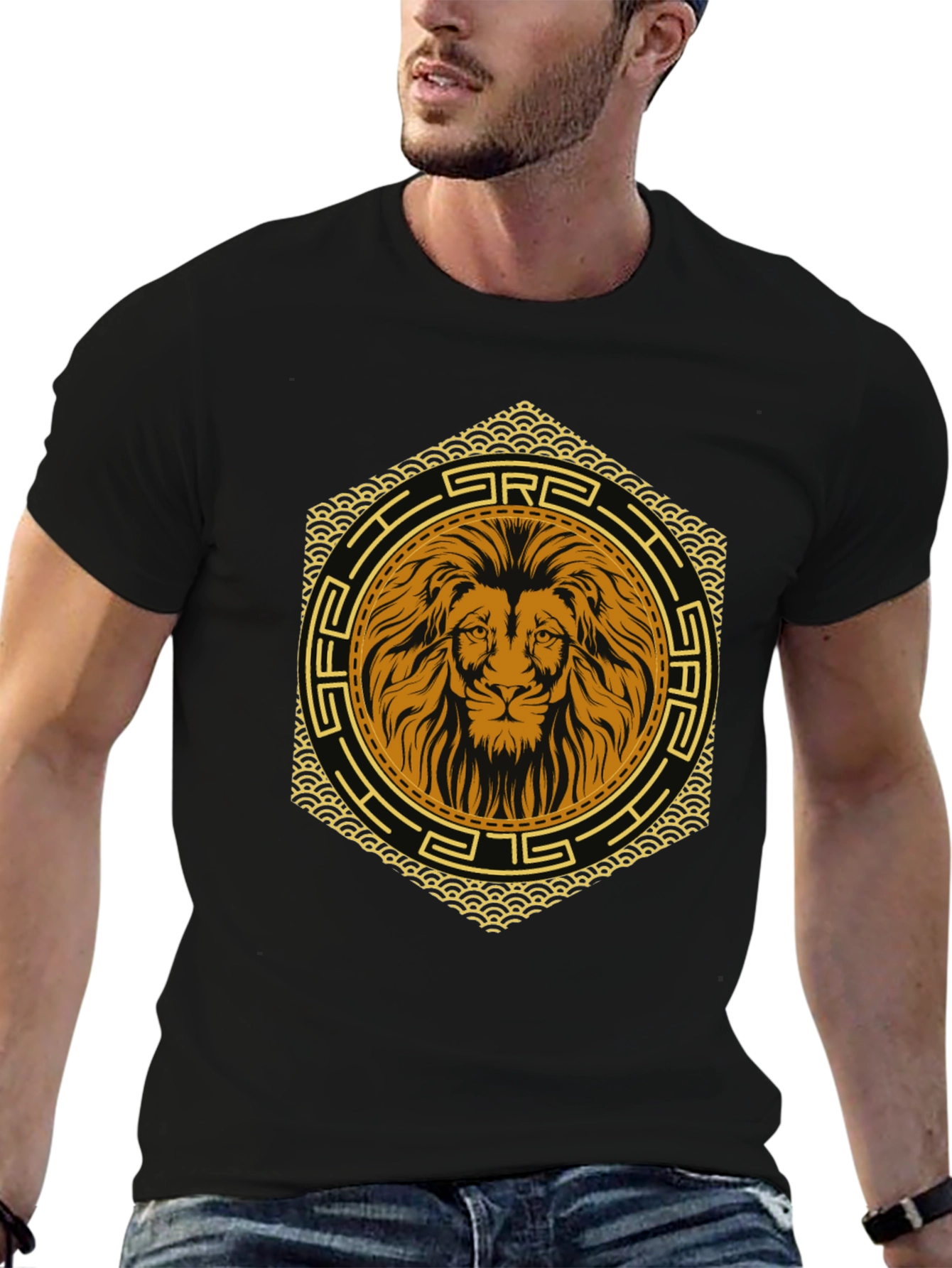 Lion Emblem Black T-Shirt - Graphic Print Tee