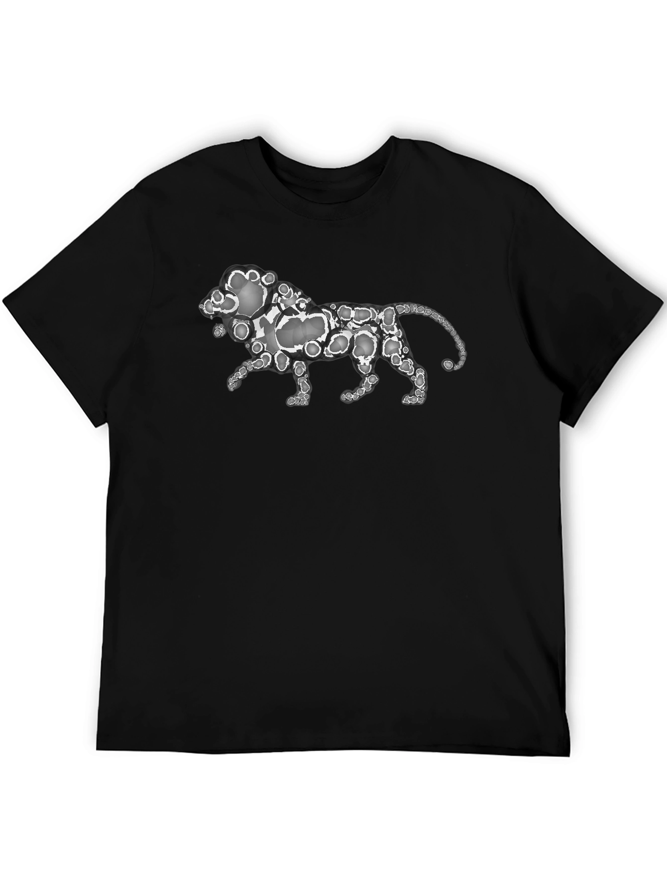 Abstract Lion Print Black T-Shirt
