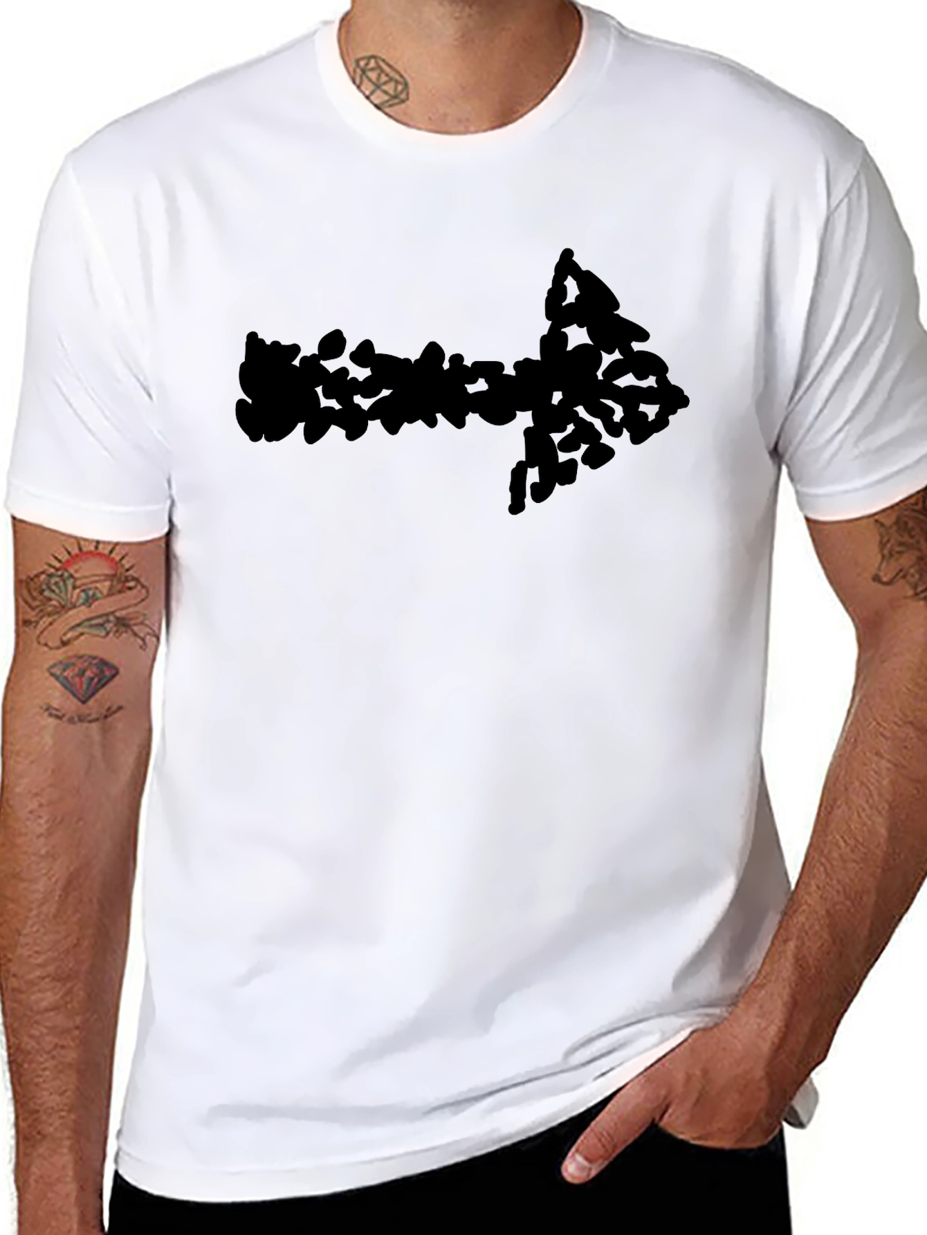 Arrow Graphic T-Shirt - Black Crew Neck Tee