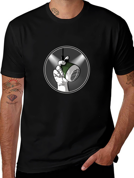 Vintage Microphone Graphic T-Shirt - Black