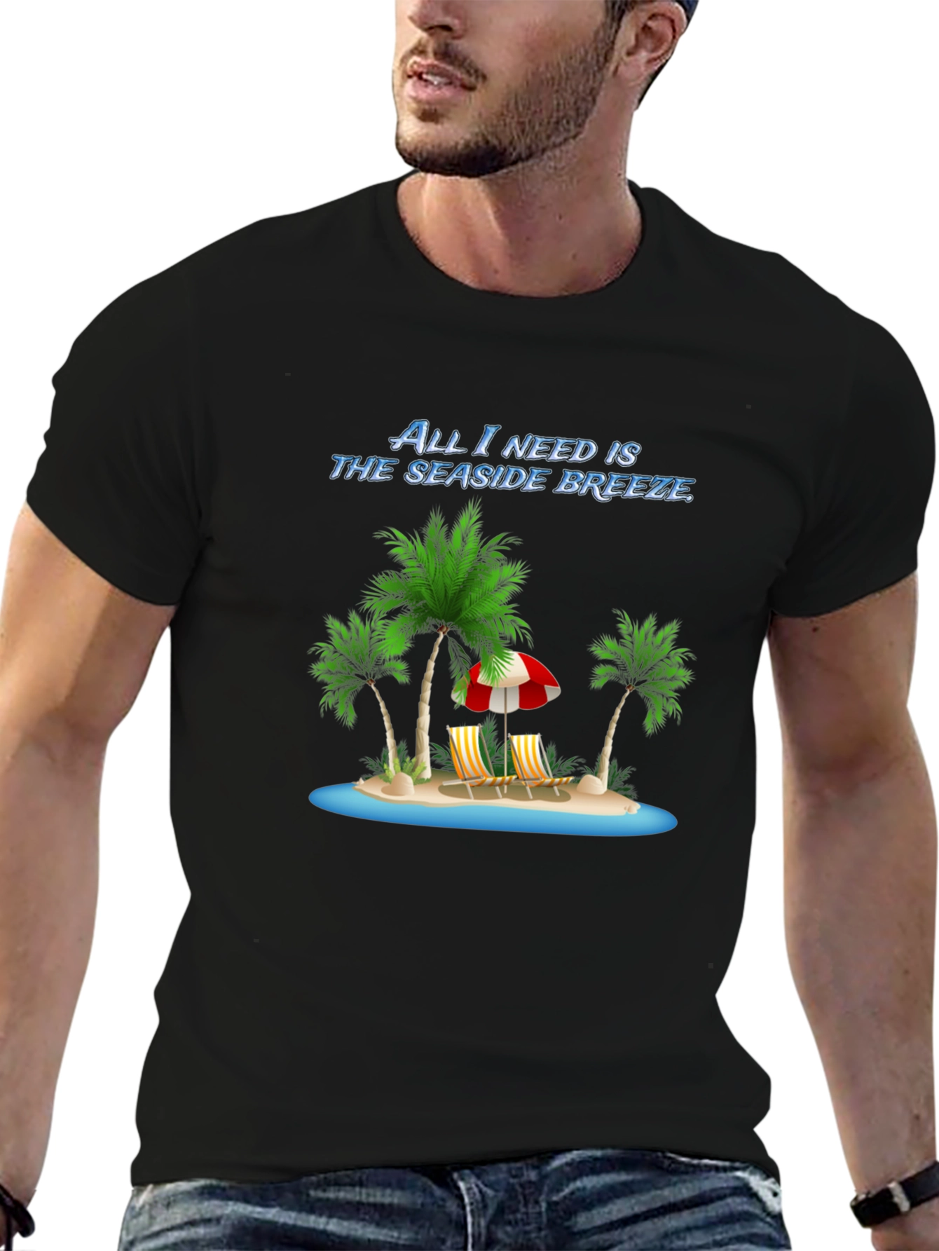 Seaside Breeze Black Graphic Tee