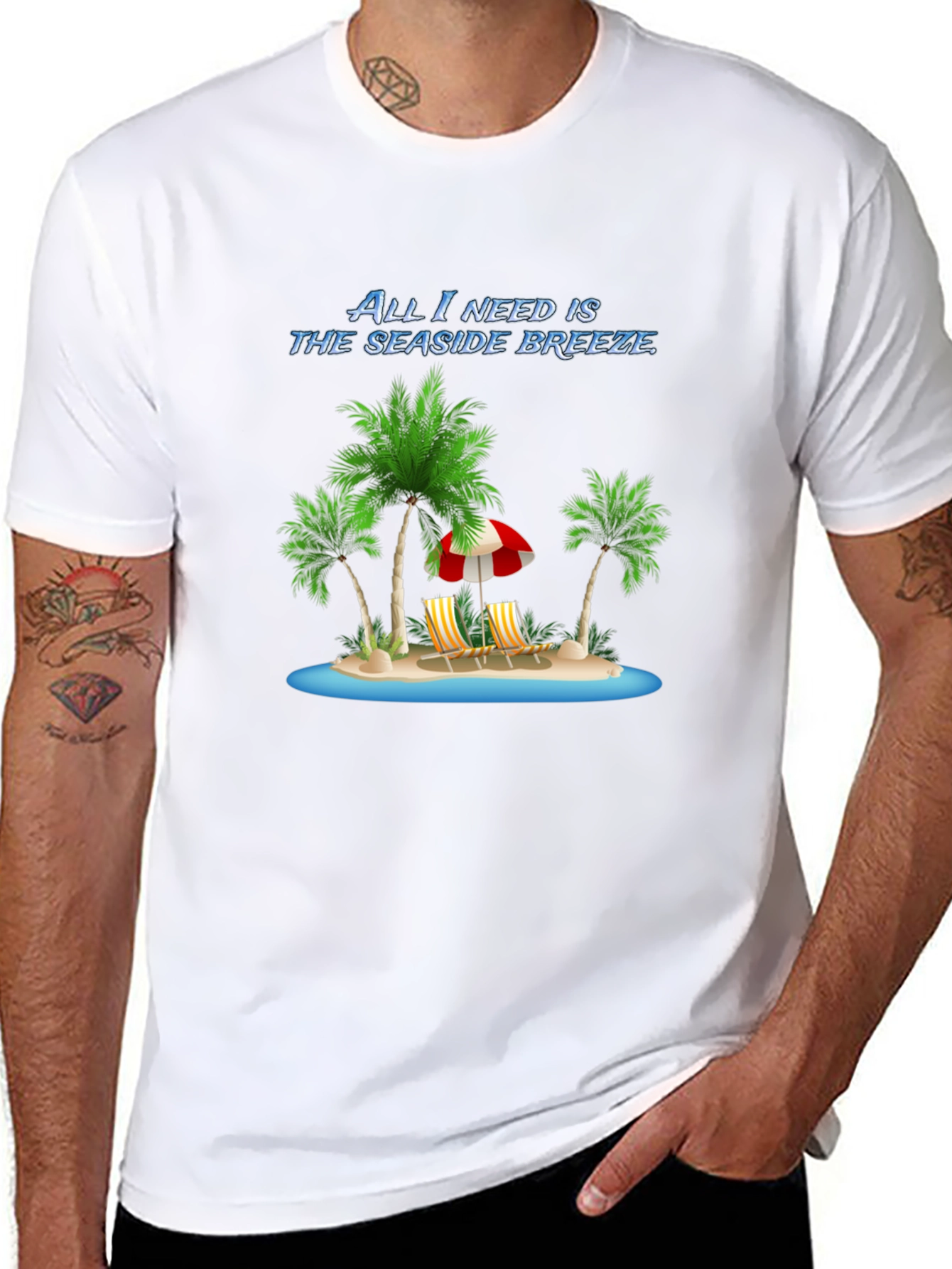 Seaside Breeze Black Graphic Tee