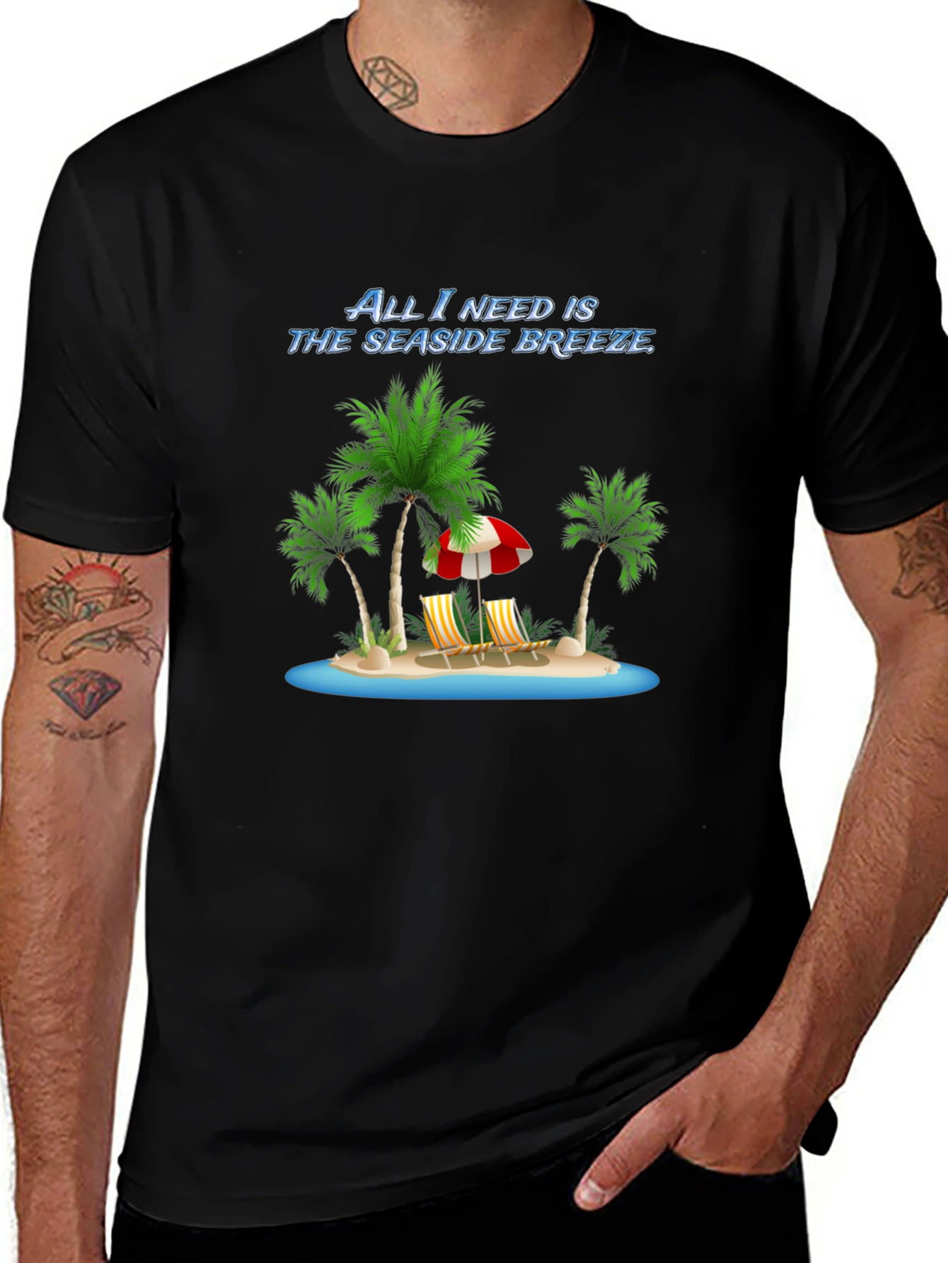 Seaside Breeze Black Graphic Tee