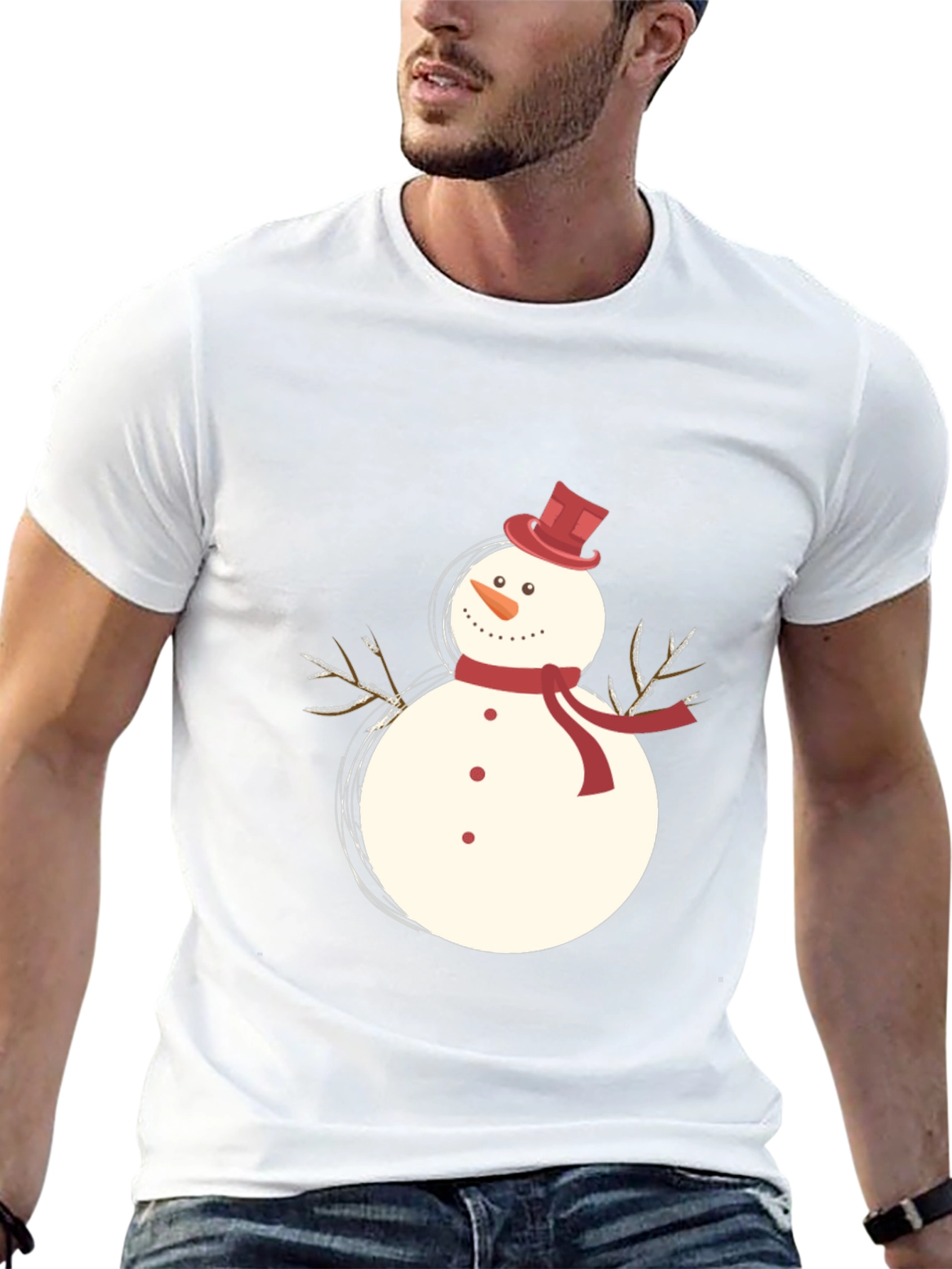 Snowman Graphic T-Shirt - Festive Holiday Apparel