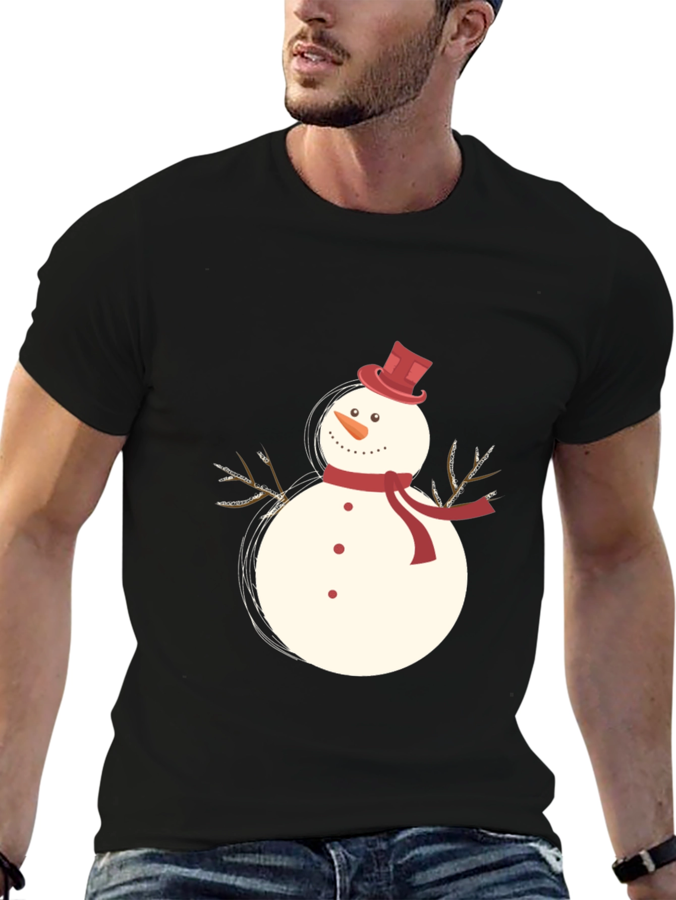 Snowman Graphic T-Shirt - Festive Holiday Apparel