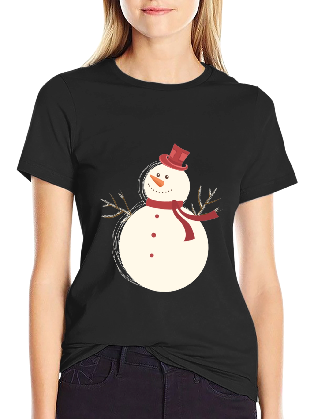 Snowman Graphic T-Shirt - Festive Holiday Apparel