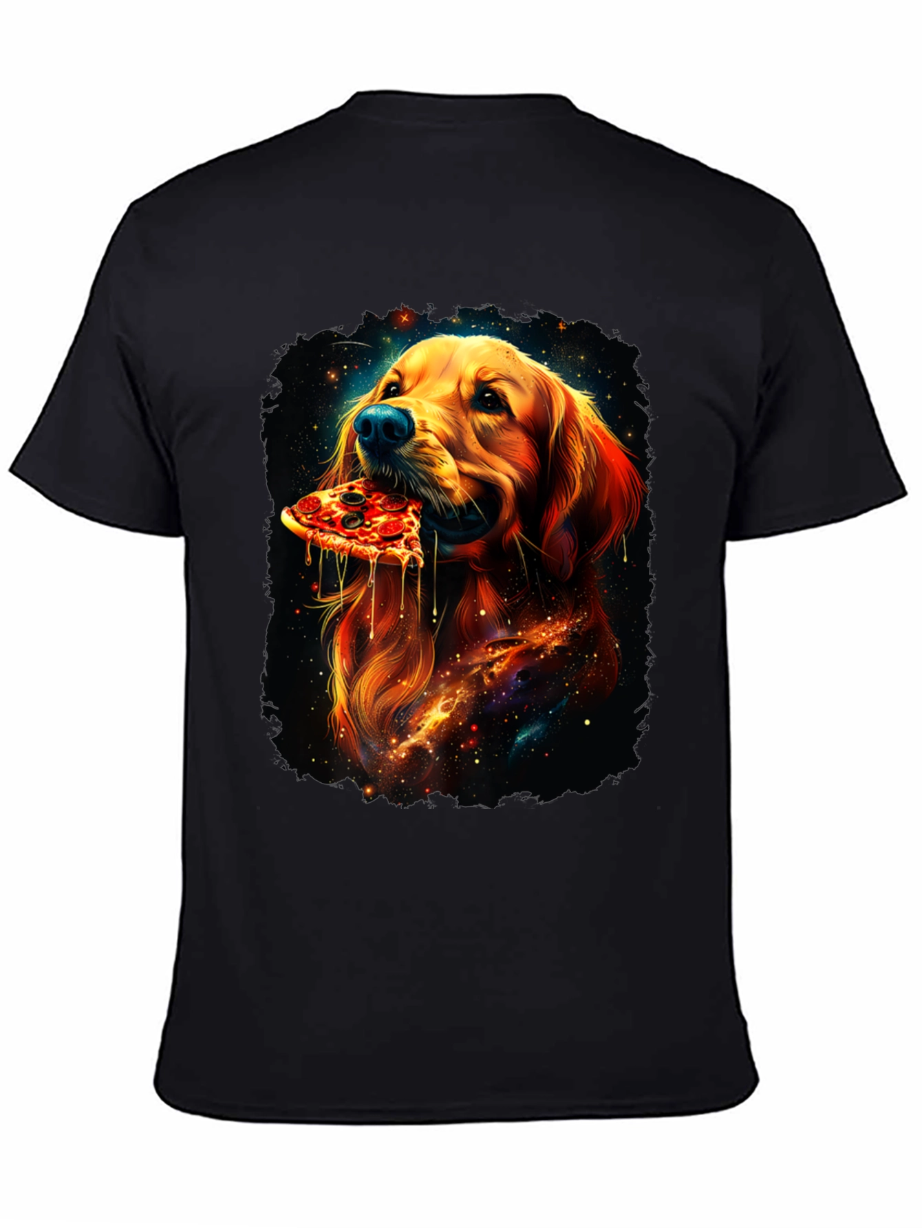 Dog Eating Pizza Graphic Tee - Unique Print