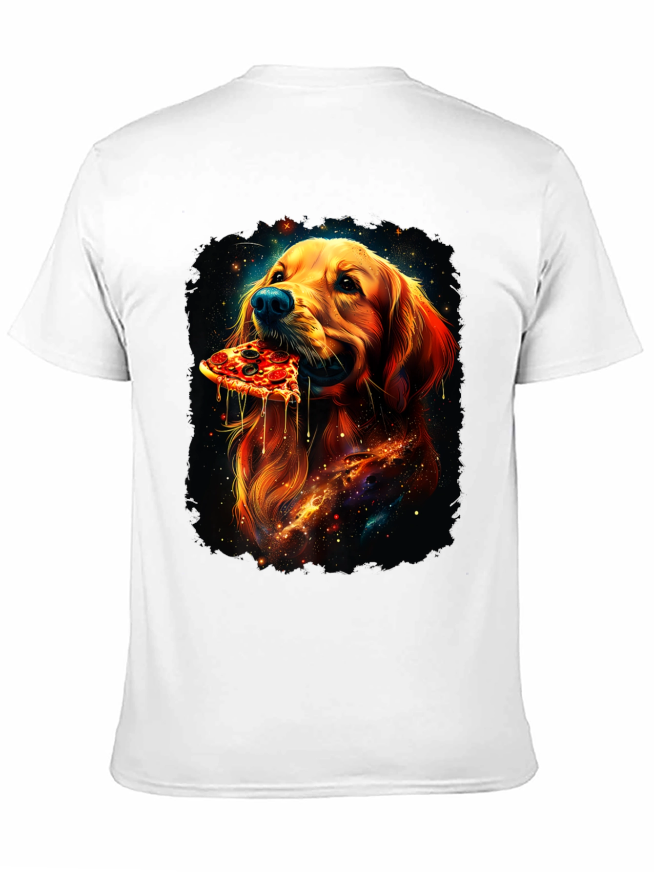 Dog Eating Pizza Graphic Tee - Unique Print
