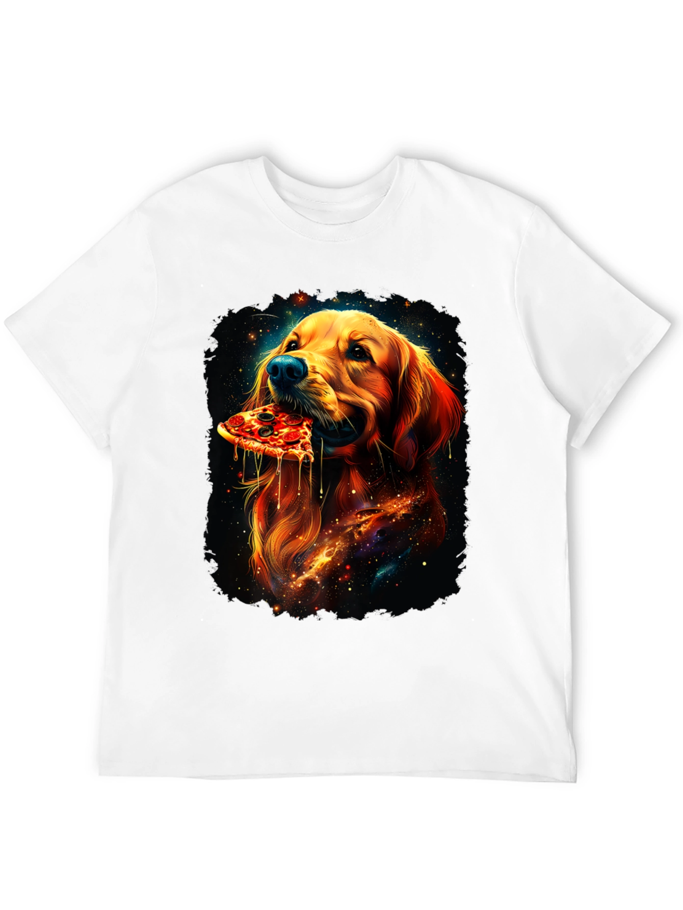 Dog Eating Pizza Graphic Tee - Unique Print