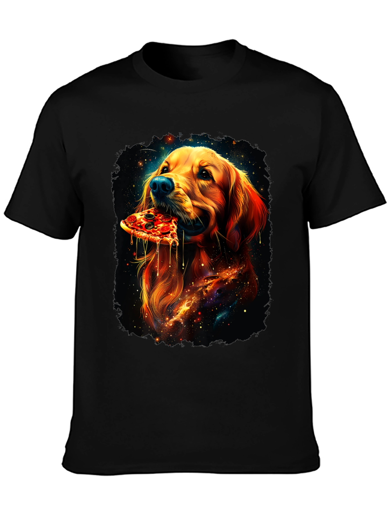 Dog Eating Pizza Graphic Tee - Unique Print