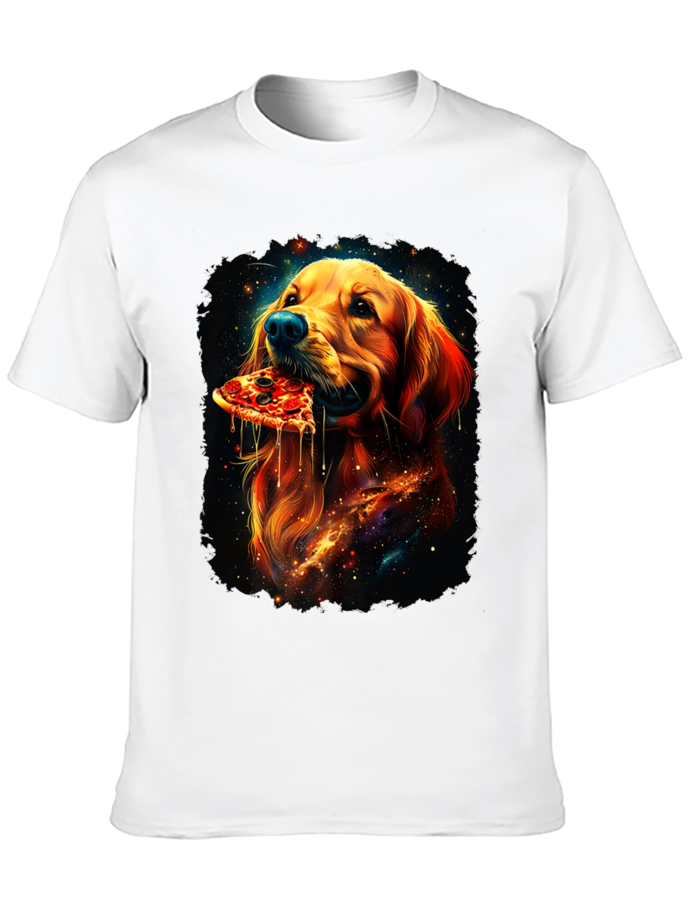 Dog Eating Pizza Graphic Tee - Unique Print
