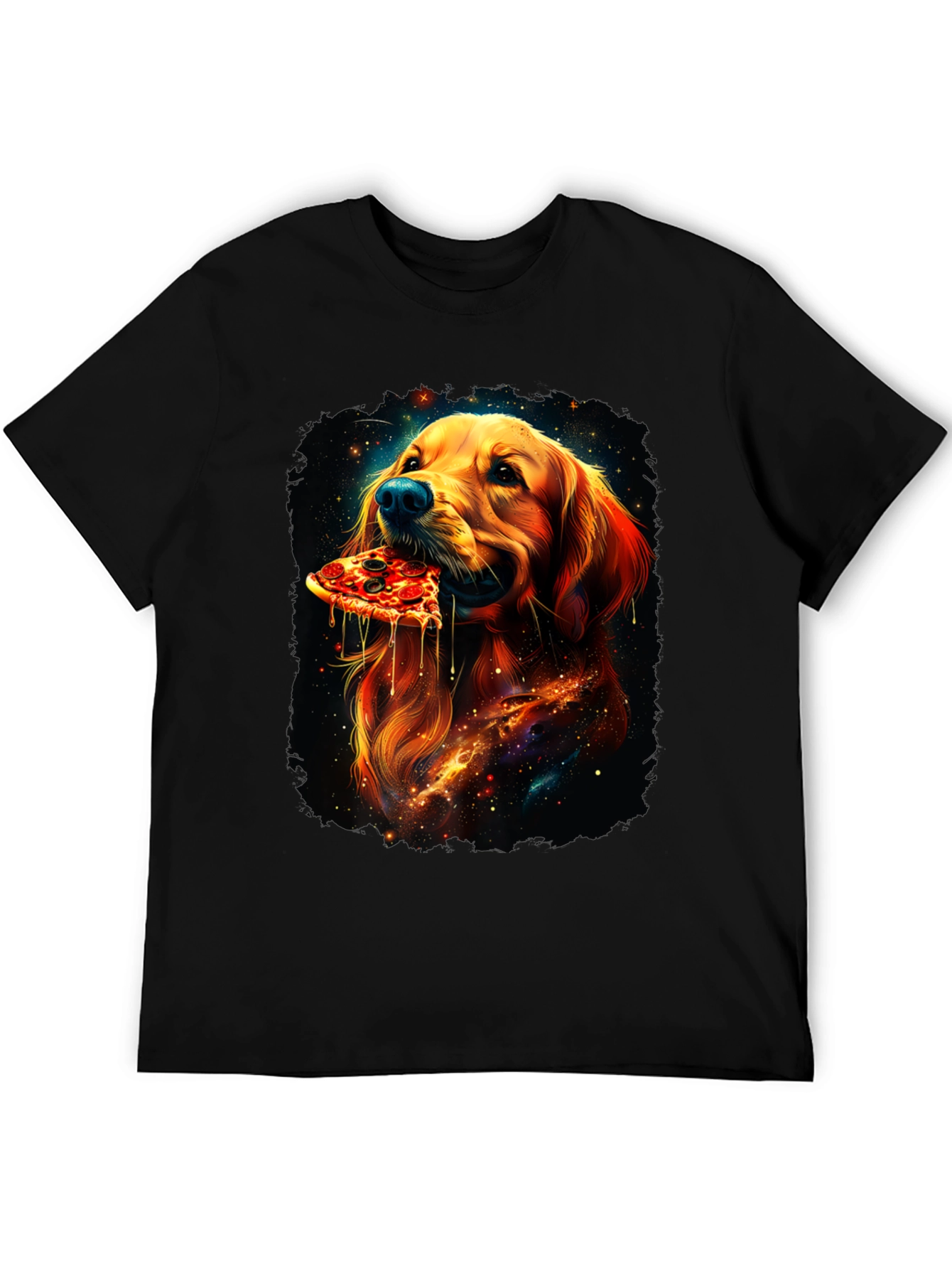 Dog Eating Pizza Graphic Tee - Unique Print