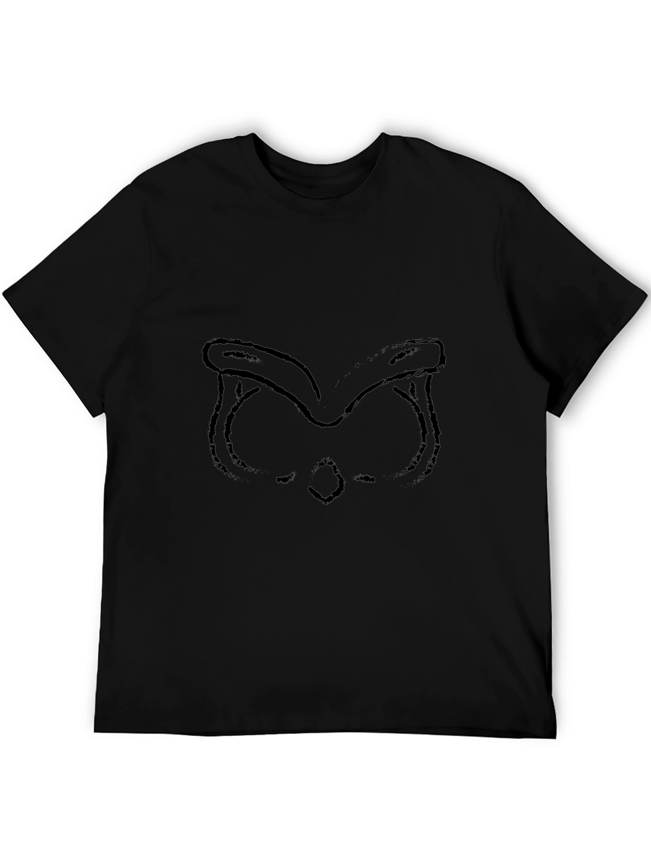 Owl Face Graphic Print Black T-Shirt