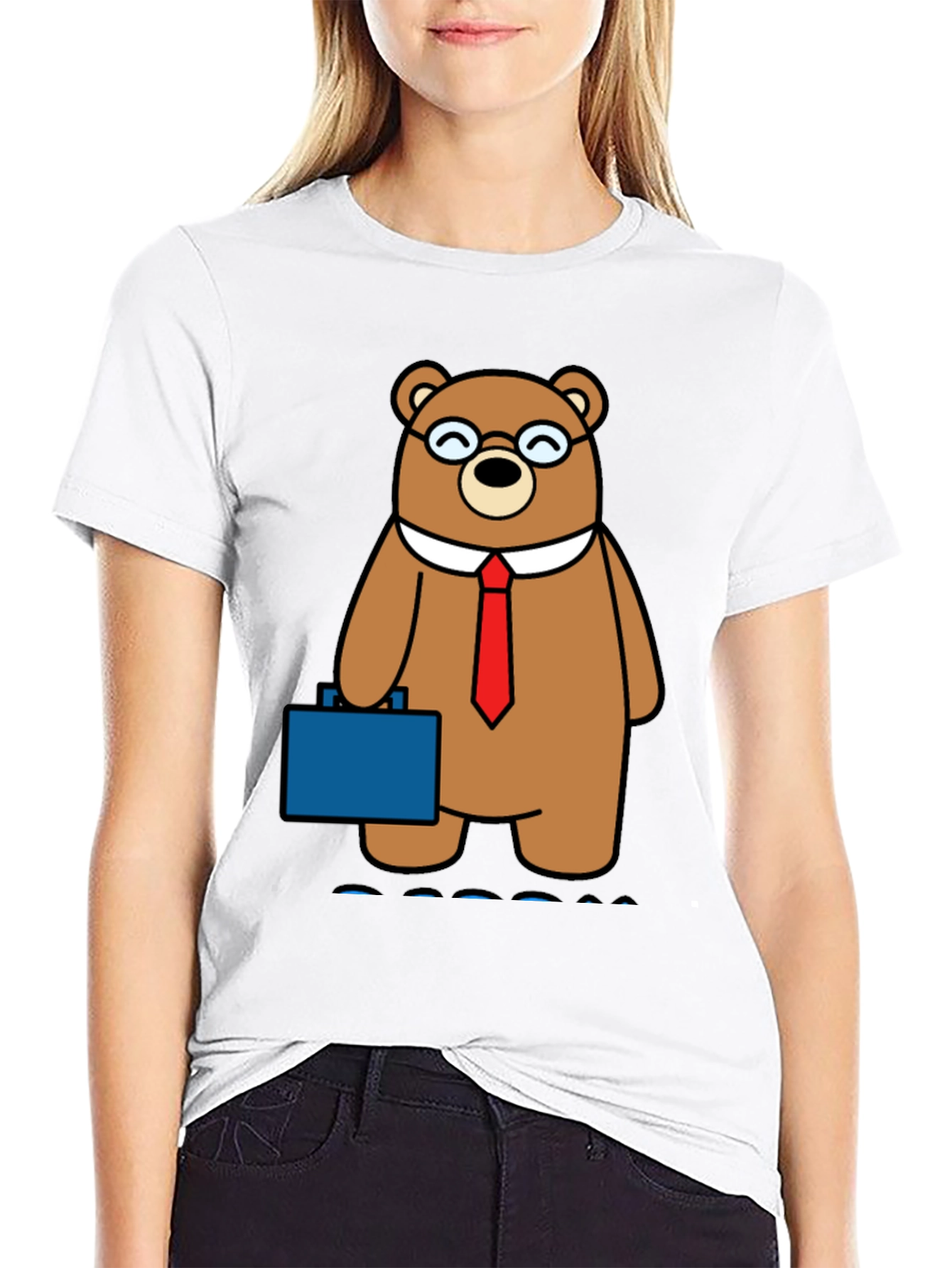 Bear with Briefcase Black T-Shirt