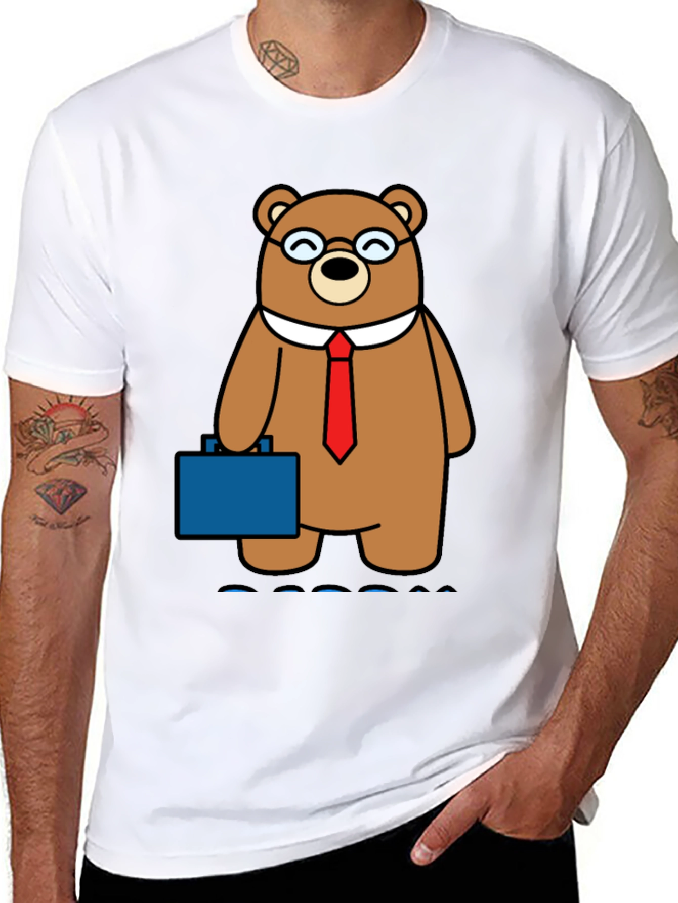 Bear with Briefcase Black T-Shirt