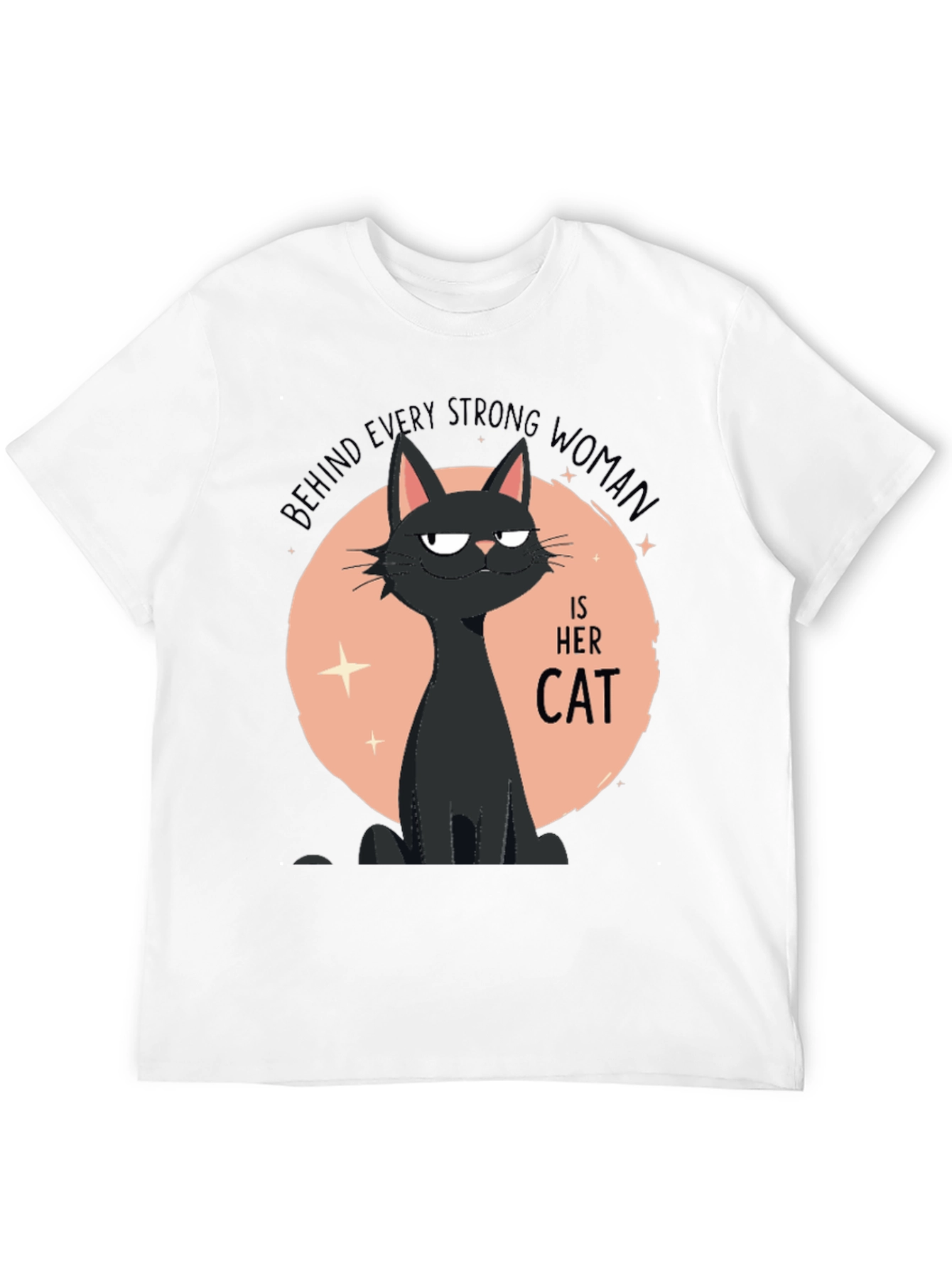 Strong Woman Cat T-Shirt - Black Graphic Tee