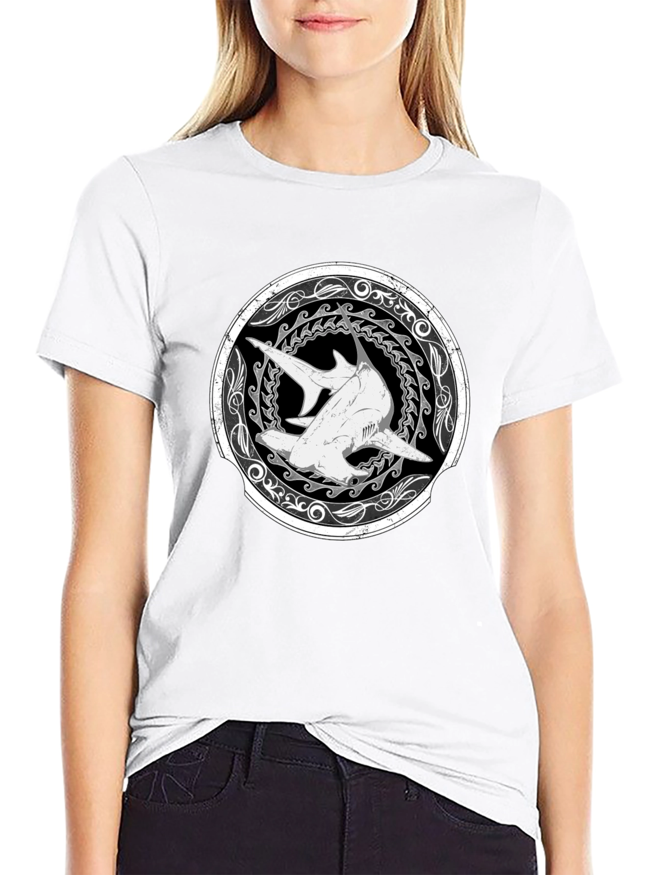 Hammerhead Shark Graphic T-Shirt - Black