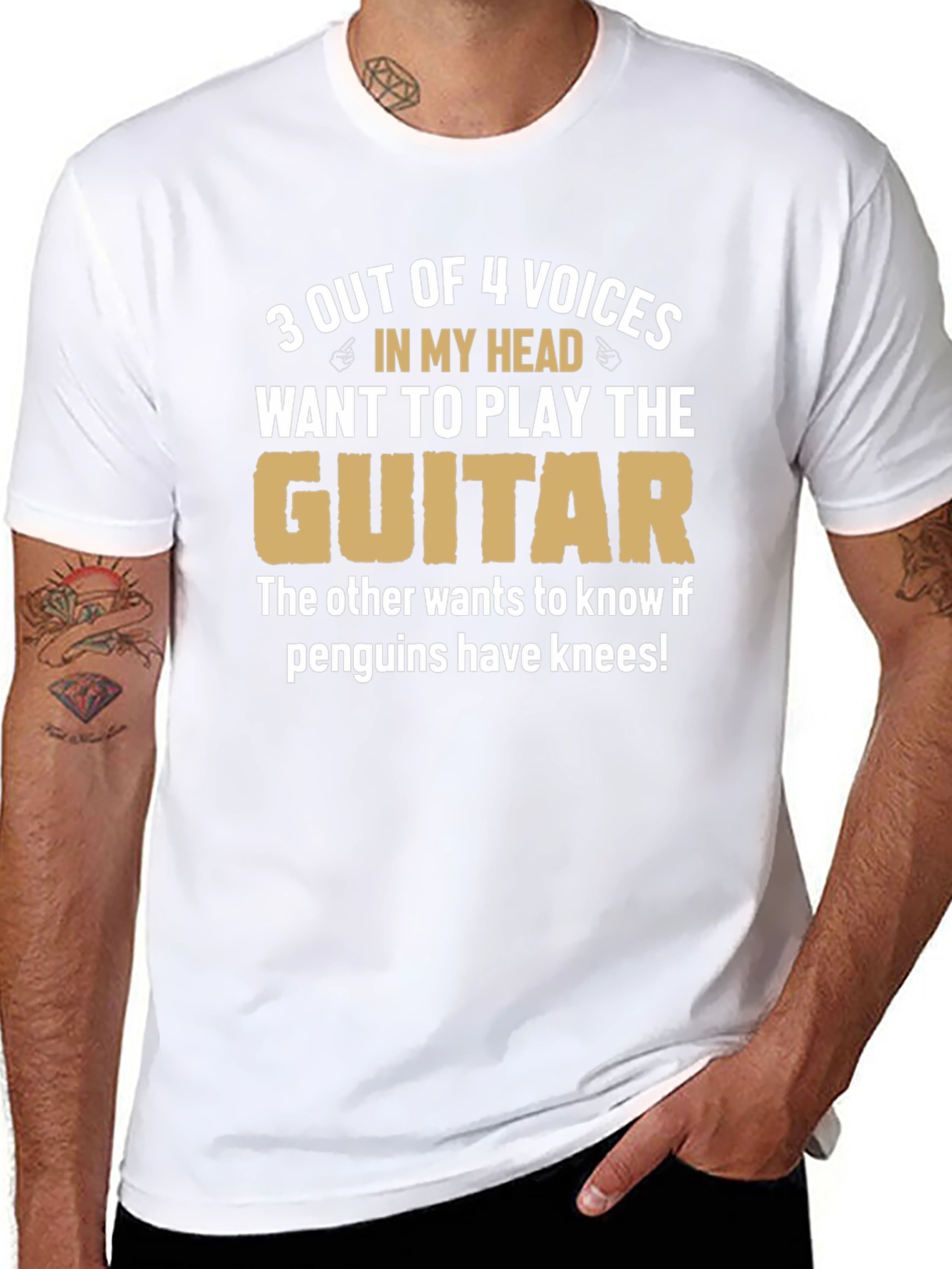 Funny Musician T-Shirt: Guitar & Penguins