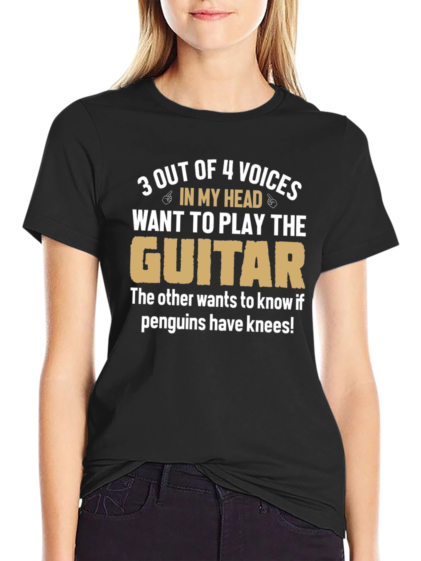 Funny Musician T-Shirt: Guitar & Penguins