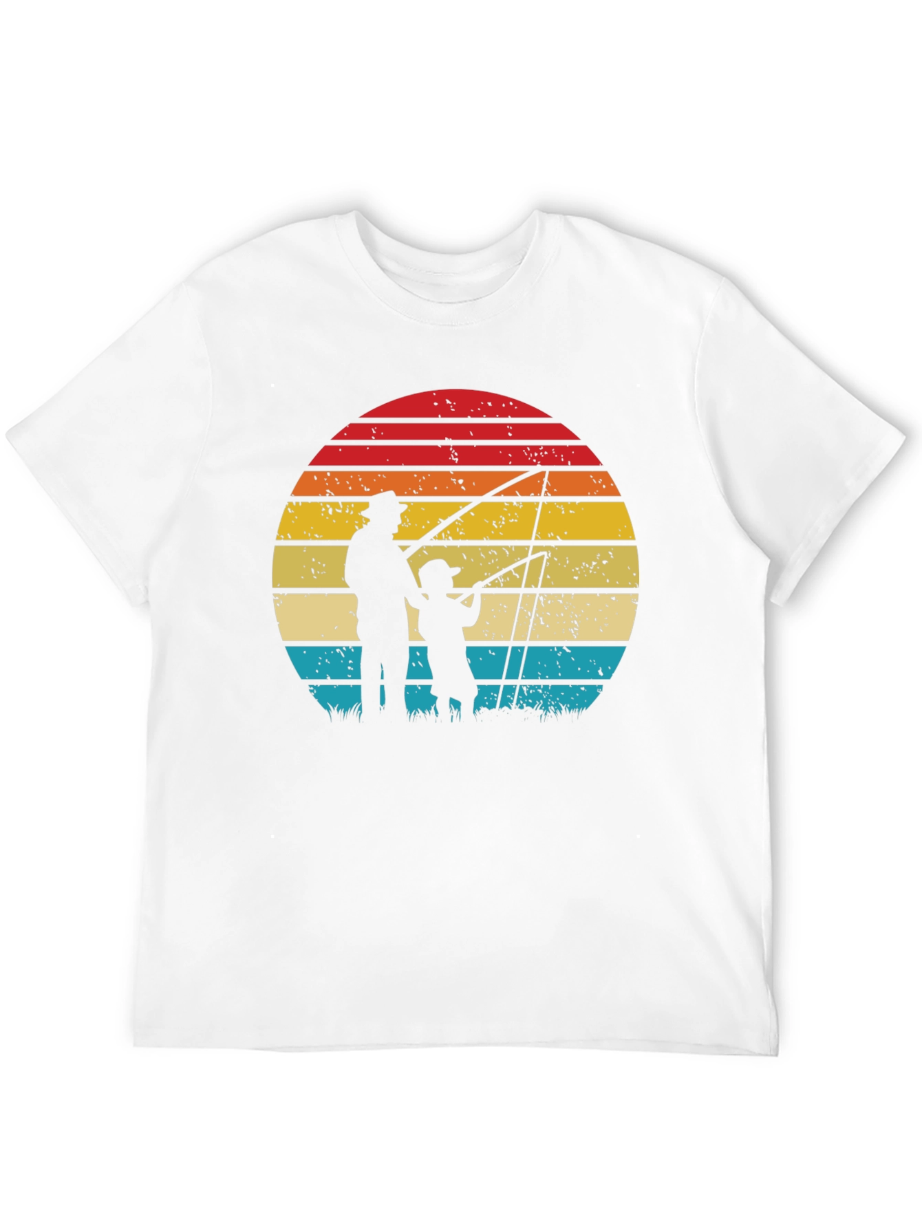 Father and Son Fishing Sunset Graphic Tee