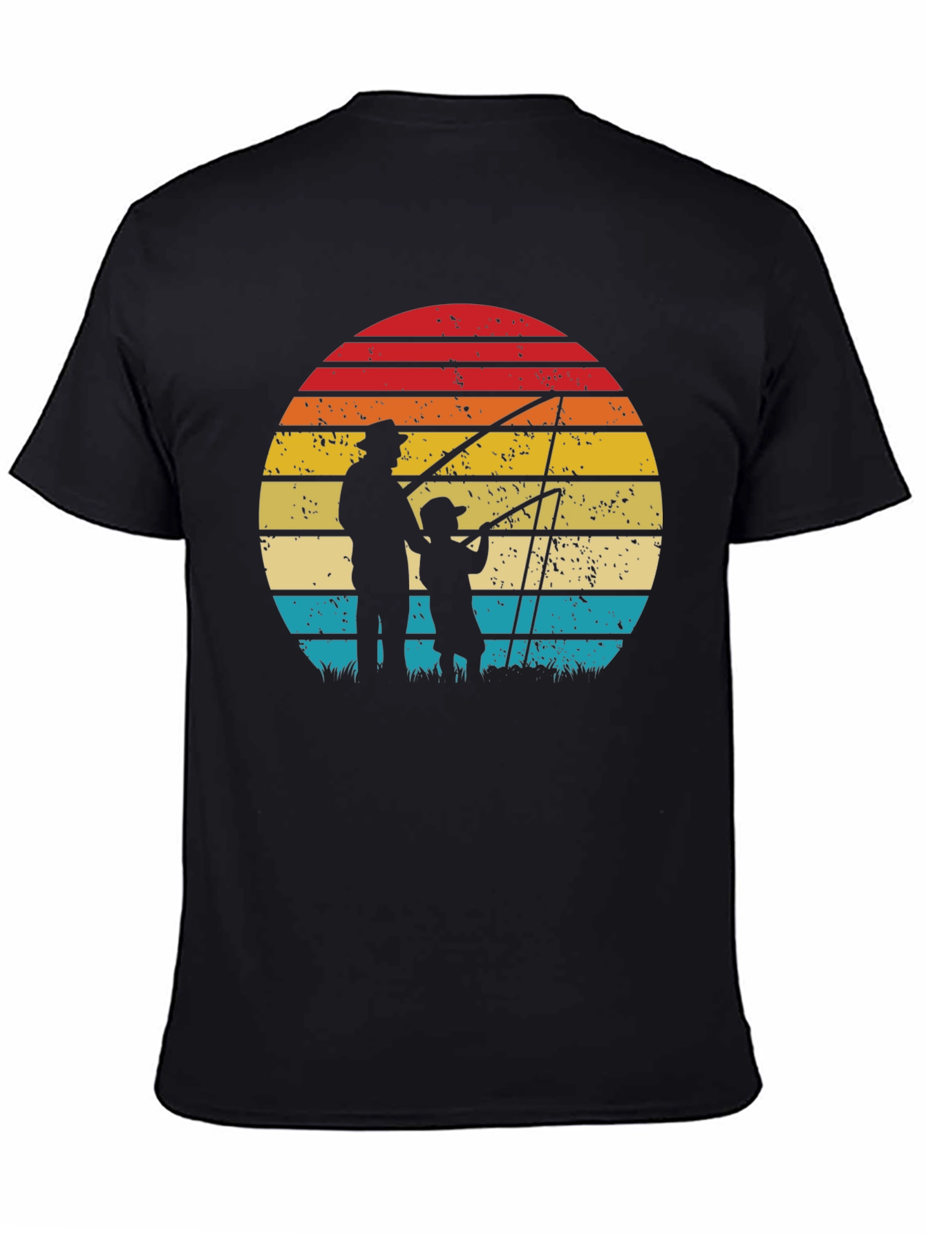Father and Son Fishing Sunset Graphic Tee