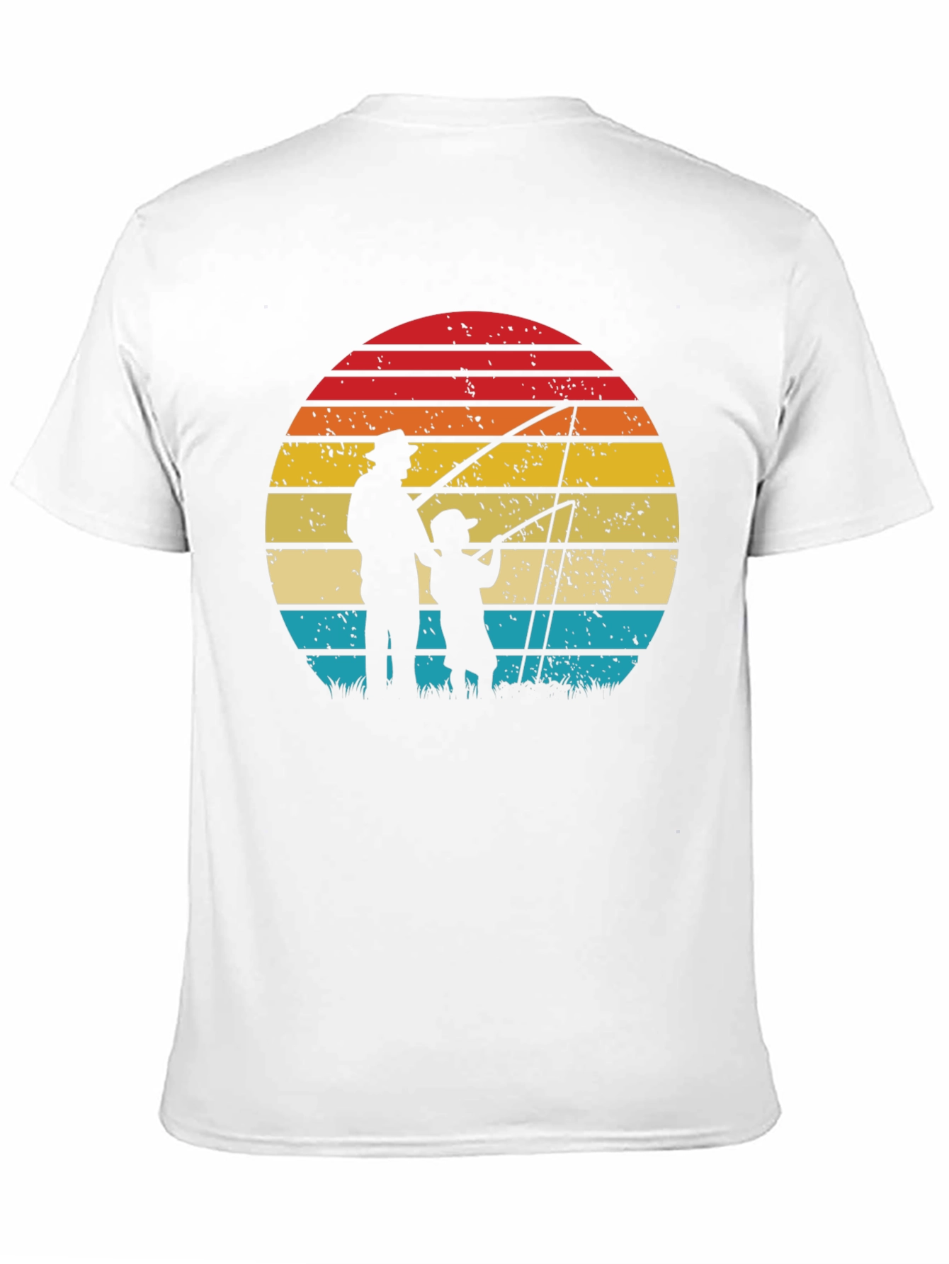Father and Son Fishing Sunset Graphic Tee