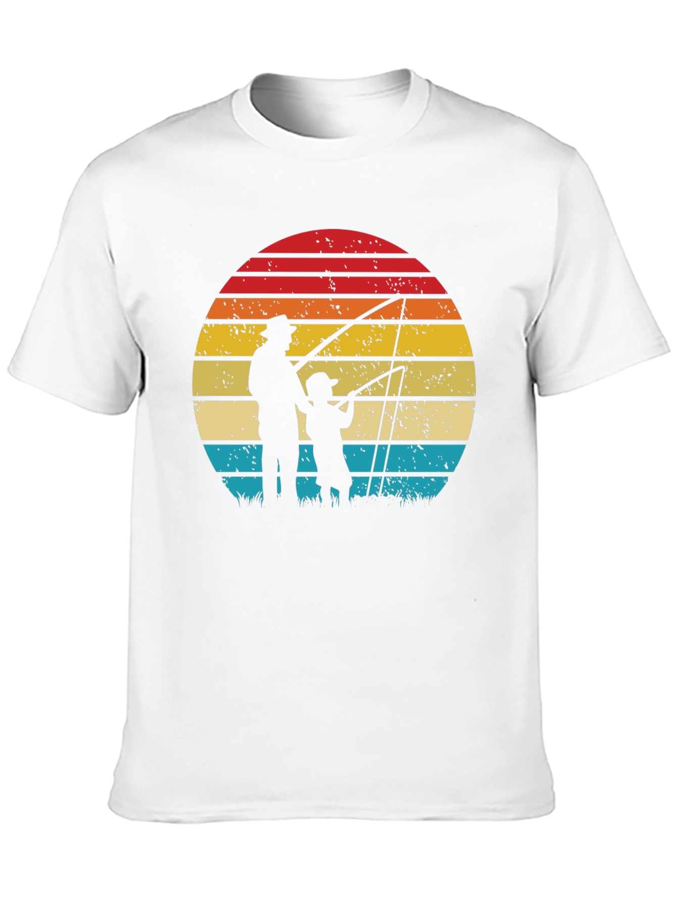 Father and Son Fishing Sunset Graphic Tee