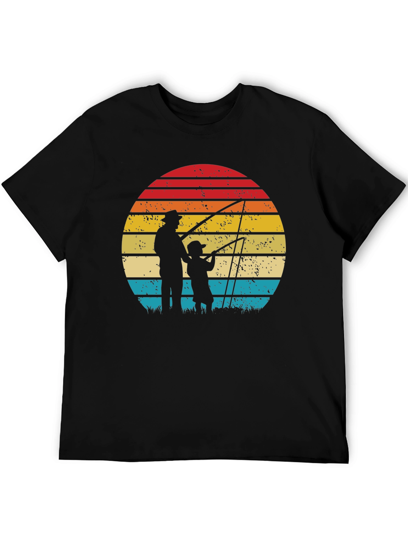 Father and Son Fishing Sunset Graphic Tee