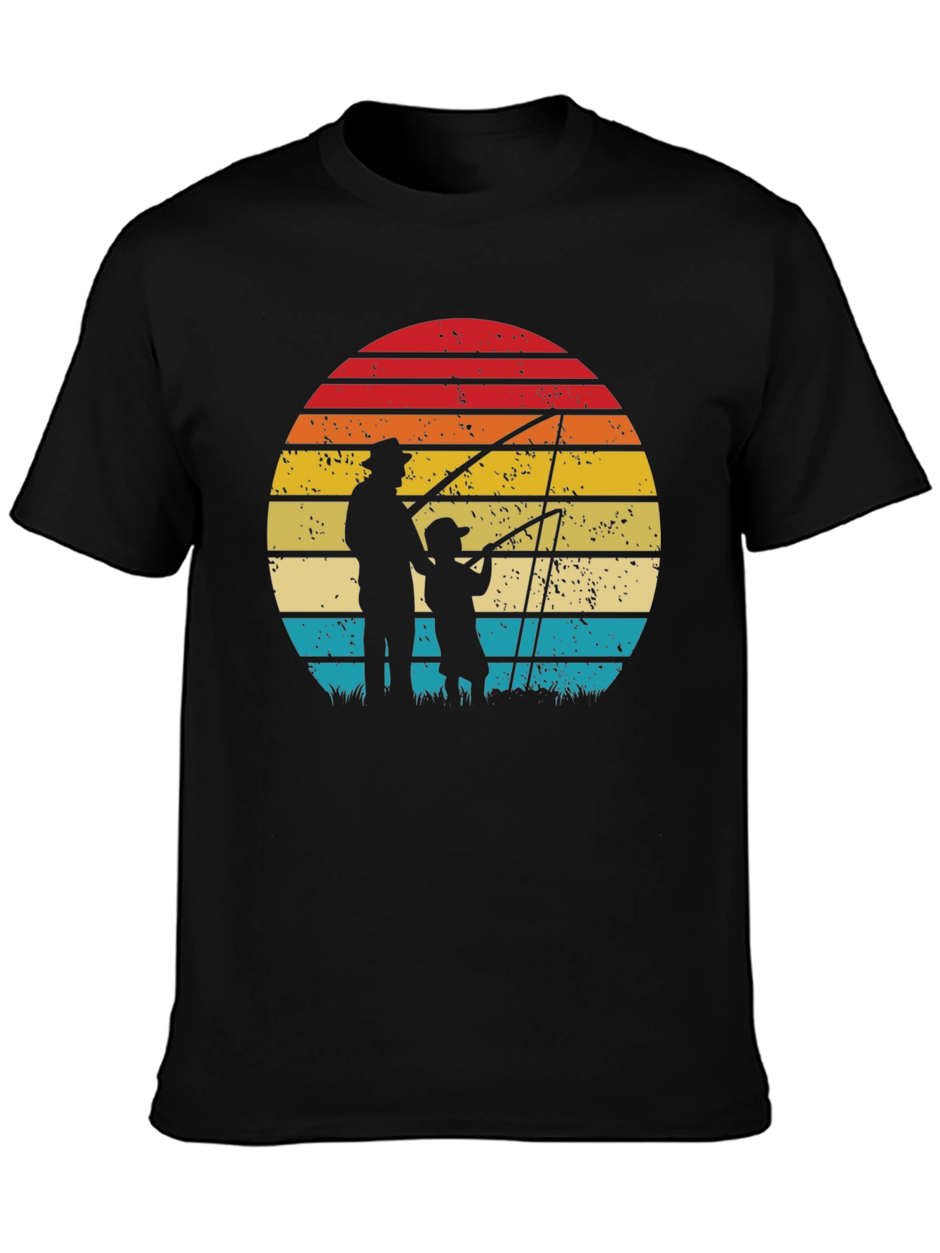 Father and Son Fishing Sunset Graphic Tee