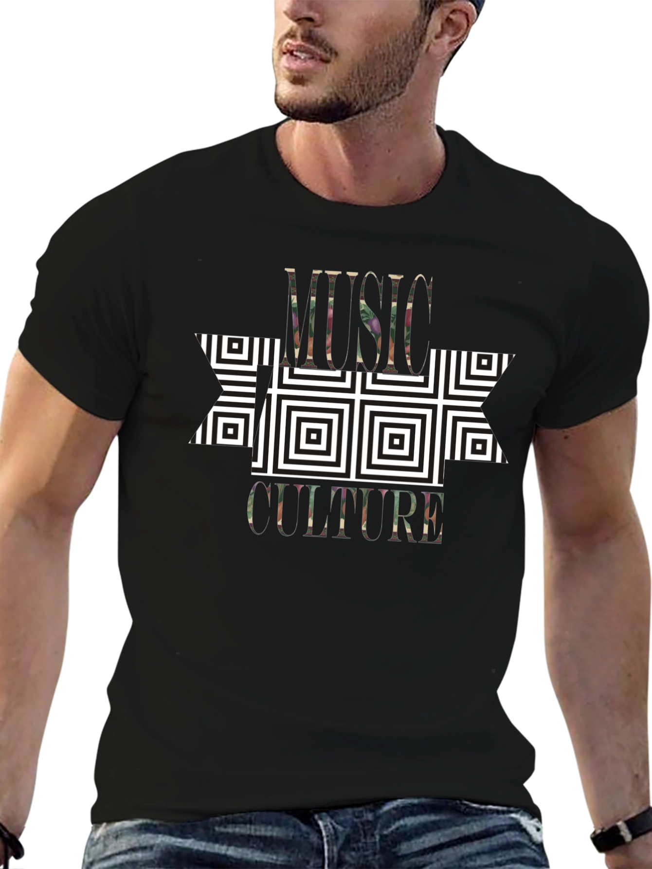 Music Culture Graphic Print Black T-Shirt